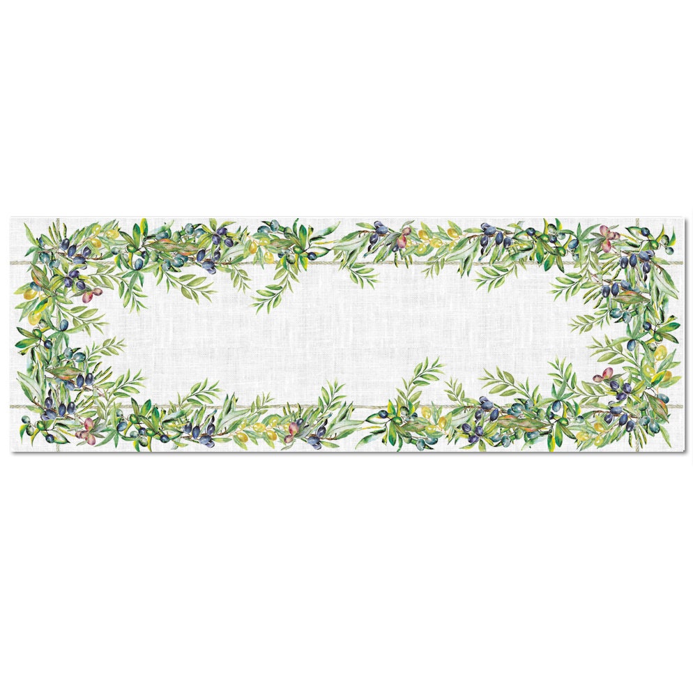 Table runner, olives, housewarming gift, easter table runner, housewarming, farmhouse runner, table decor, linen, table cloth, hand made