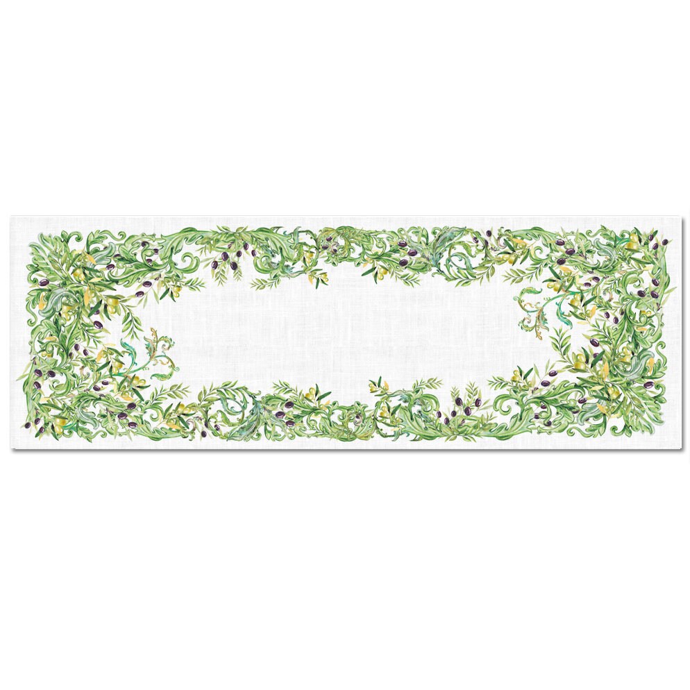 Table runner, olives, housewarming gift, easter table runner, housewarming, farmhouse runner, table decor, linen, table cloth, hand made