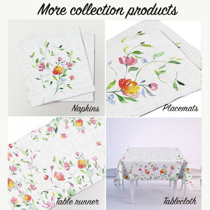 Linen tablecloth, Summer table decor, tablecloth floral, 100% linen fabric