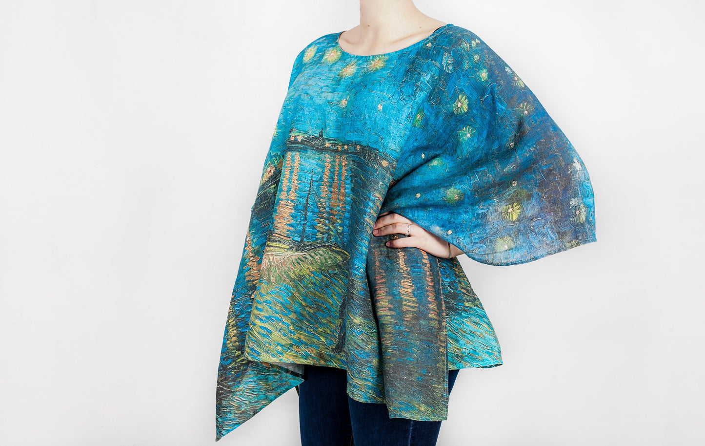 Van Gogh, Linen tunic, One size blouse, linen women shirt, sleeveless tunic, 100% linen, boho blouse, linen tunic, Mother's day gift