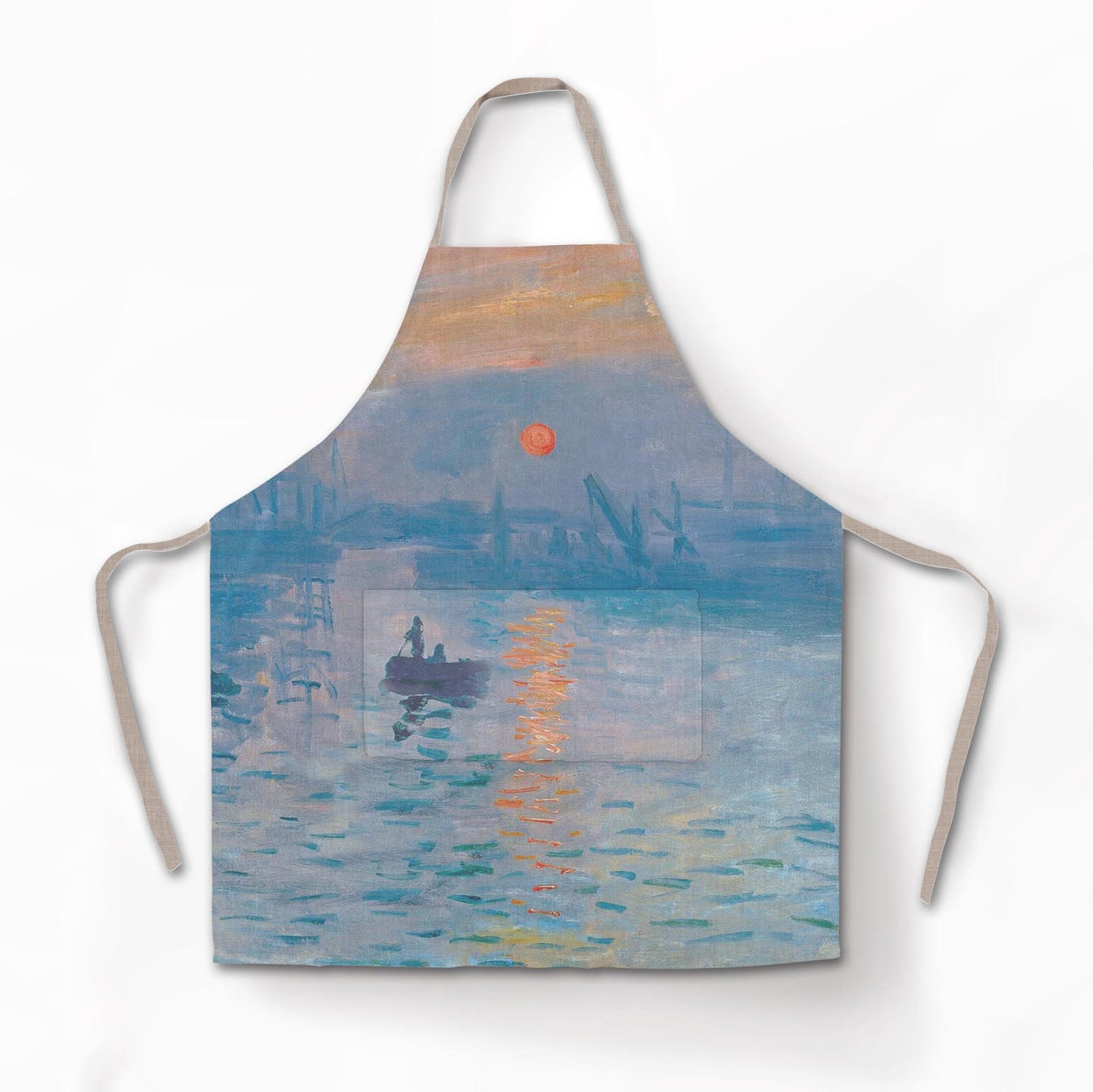 Apron, Claude Monet, Impression Sunrise, matching towel, linen apron, custom apron, free size apron, hand made apron, artist apron