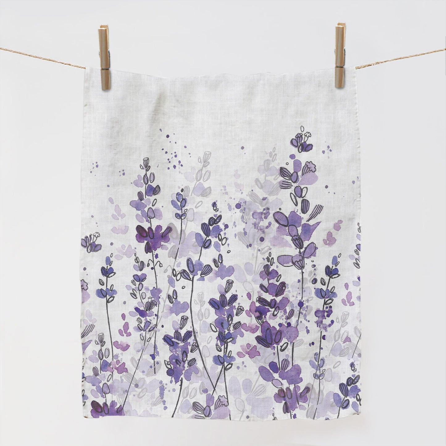 Tea towel, Lavenders, Kitchen towel, 100% linen fabric, Gift for her, Linen towel, Organic fabric towel, Tea towel art, Holiday gifts