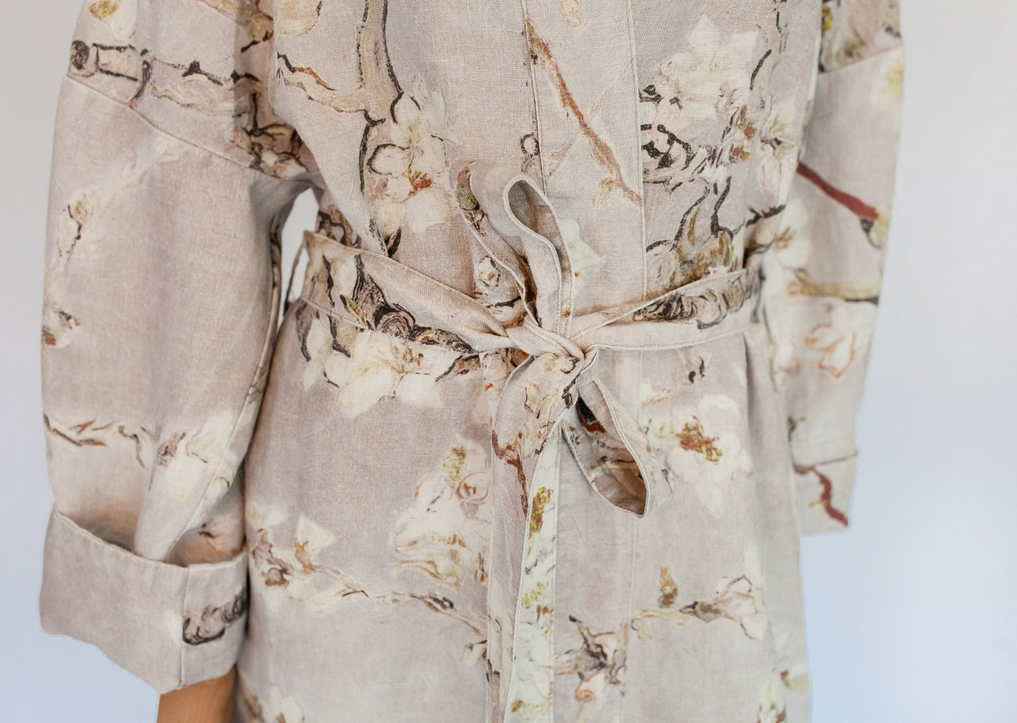 Kimono robe, Vincent van Gogh, kimono cardigan, bathrobe, Almond blossom, 100% linen, bridesmaid gift, Linen robe, linen, Linen bathrobe