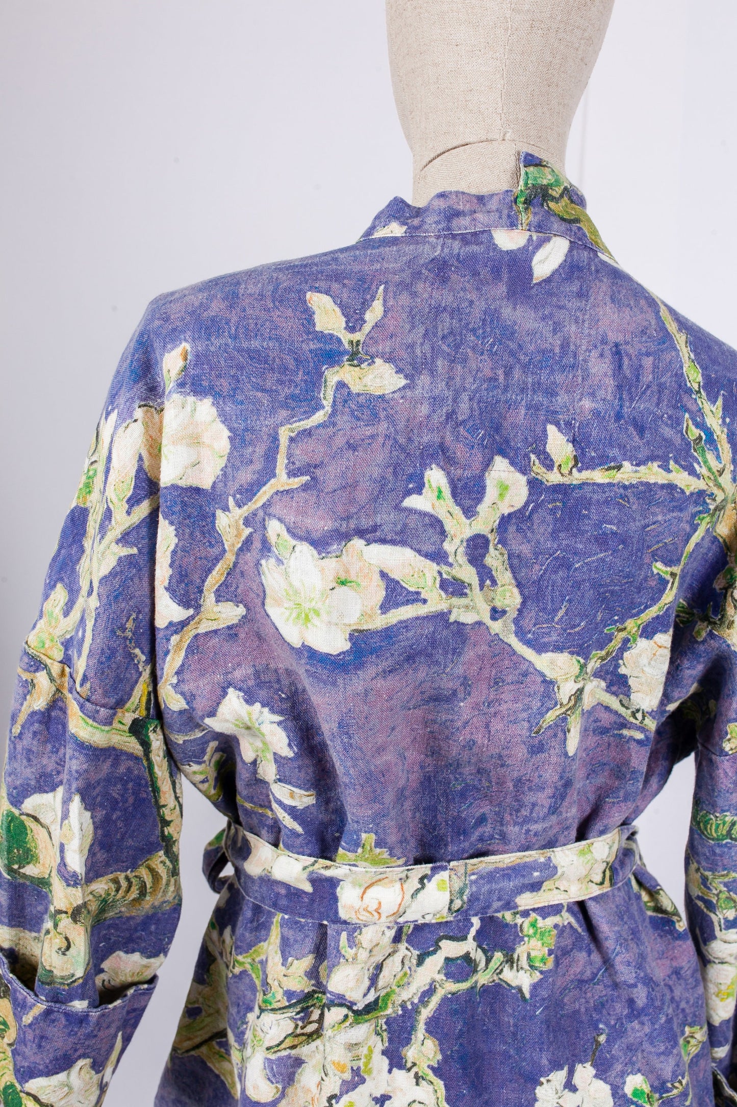 Kimono robe, Vincent van Gogh, kimono cardigan, bathrobe, Almond blossom, 100% linen, bridesmaid gift, Linen robe, linen, Linen bathrobe