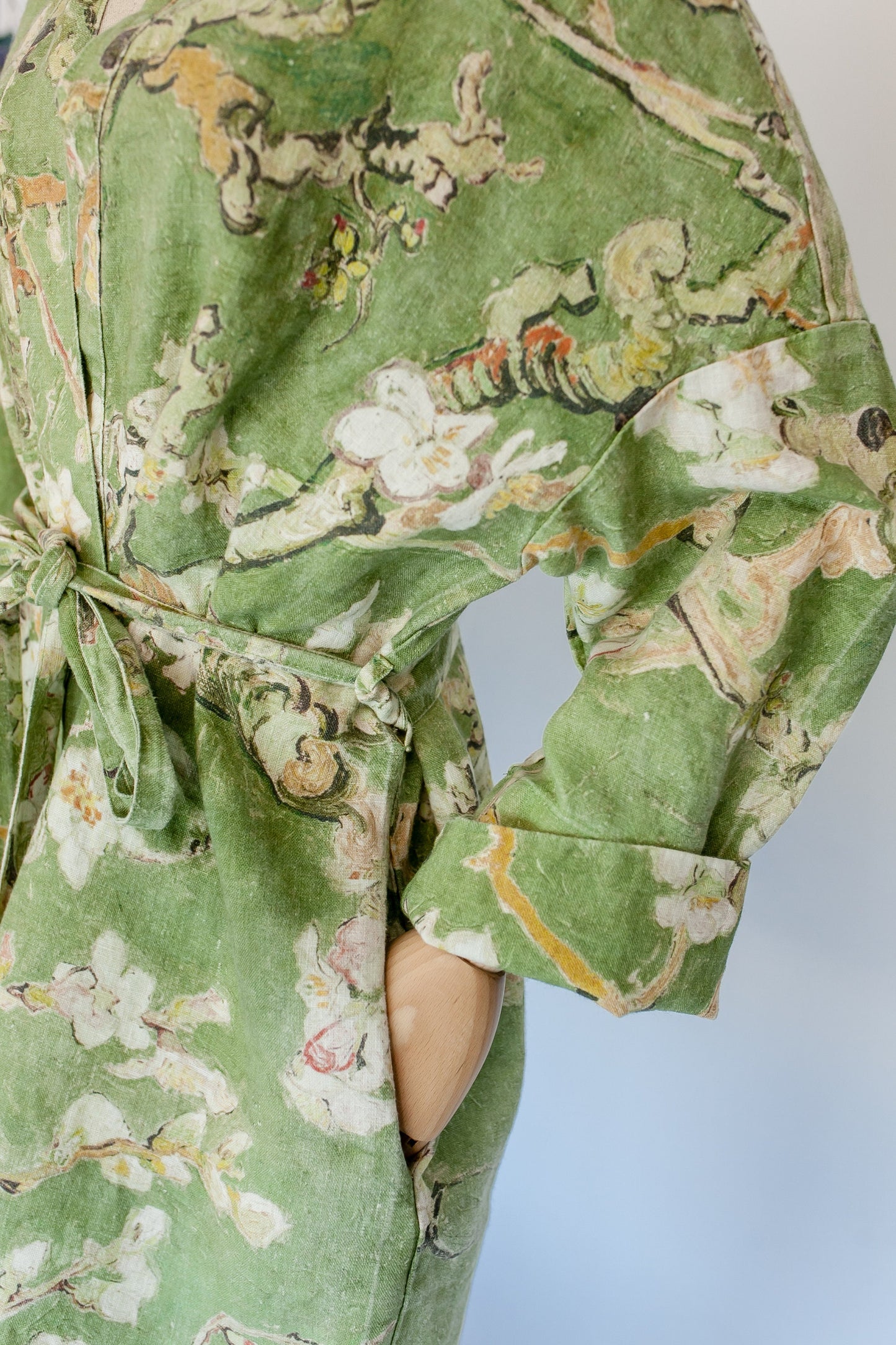 Kimono robe, Vincent van Gogh, kimono cardigan, bathrobe, Almond blossom, 100% linen, bridesmaid gift, Linen robe, linen, Linen bathrobe