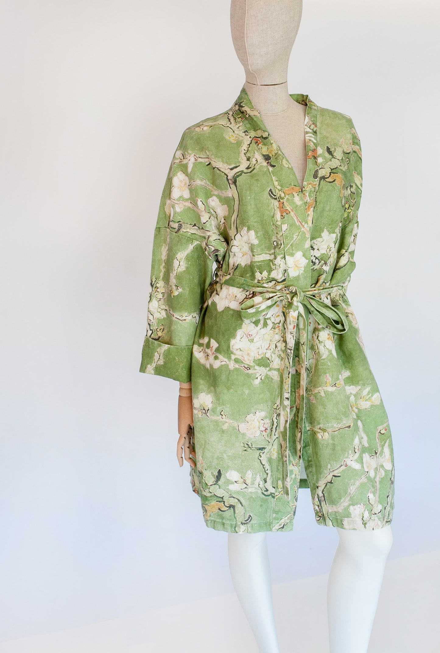 Kimono robe, Vincent van Gogh, kimono cardigan, bathrobe, Almond blossom, 100% linen, bridesmaid gift, Linen robe, linen, Linen bathrobe