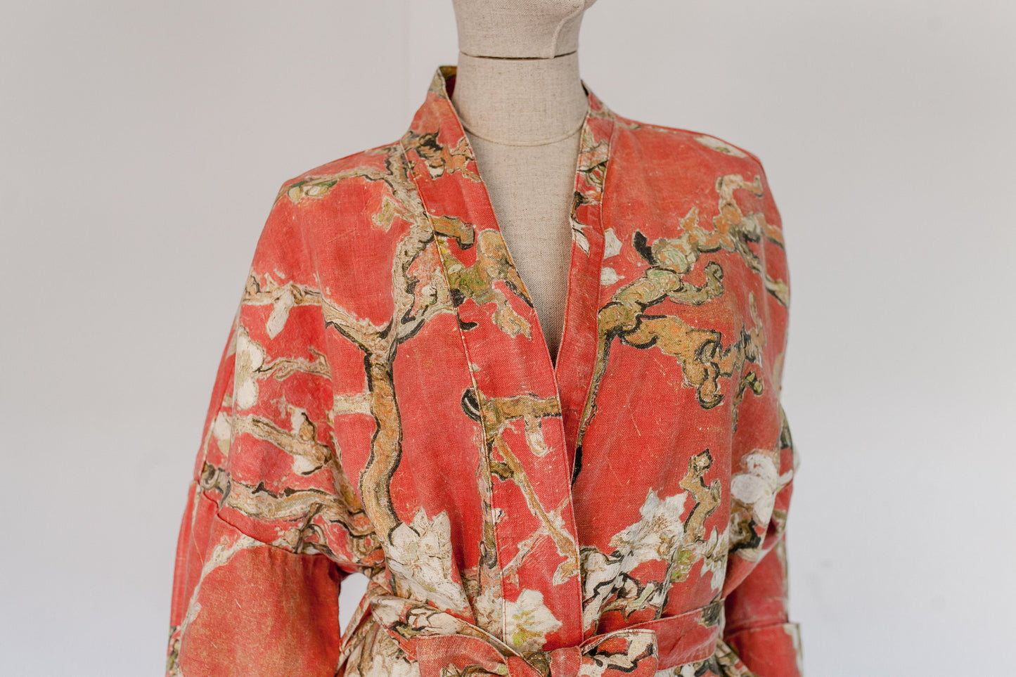Kimono robe, Vincent van Gogh, kimono cardigan, bathrobe, Almond blossom, 100% linen, bridesmaid gift, Linen robe, linen, Linen bathrobe