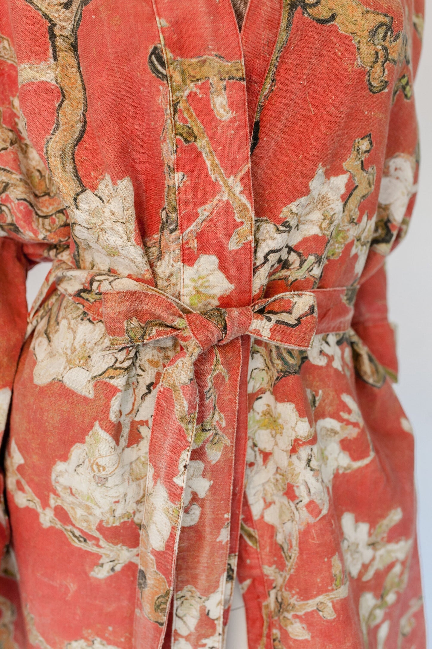Kimono robe, Vincent van Gogh, kimono cardigan, bathrobe, Almond blossom, 100% linen, bridesmaid gift, Linen robe, linen, Linen bathrobe