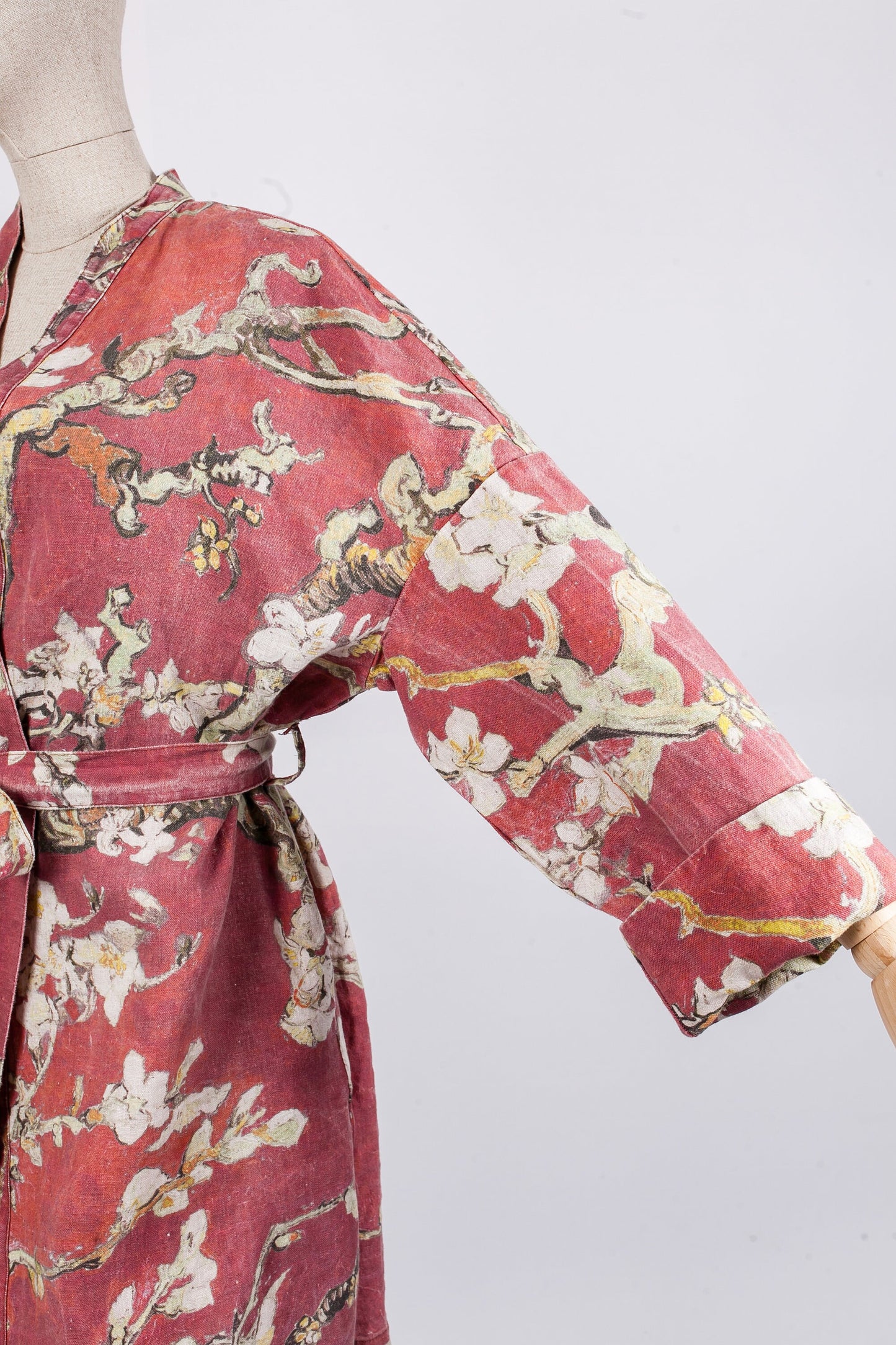 Kimono robe, Vincent van Gogh, kimono cardigan, bathrobe, Almond blossom, 100% linen, bridesmaid gift, Linen robe, linen, Linen bathrobe
