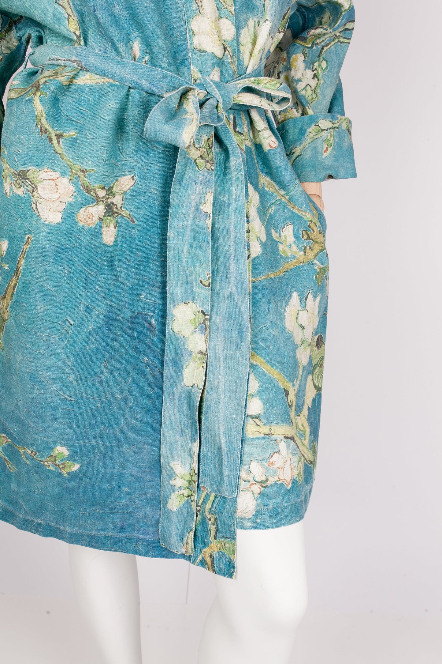 Women bathrobe, Van Gogh, kimono robe, kimono cardigan, bathrobe, Almond blossom, bridesmaid gift, linen, Linen bathrobe, 100% linen