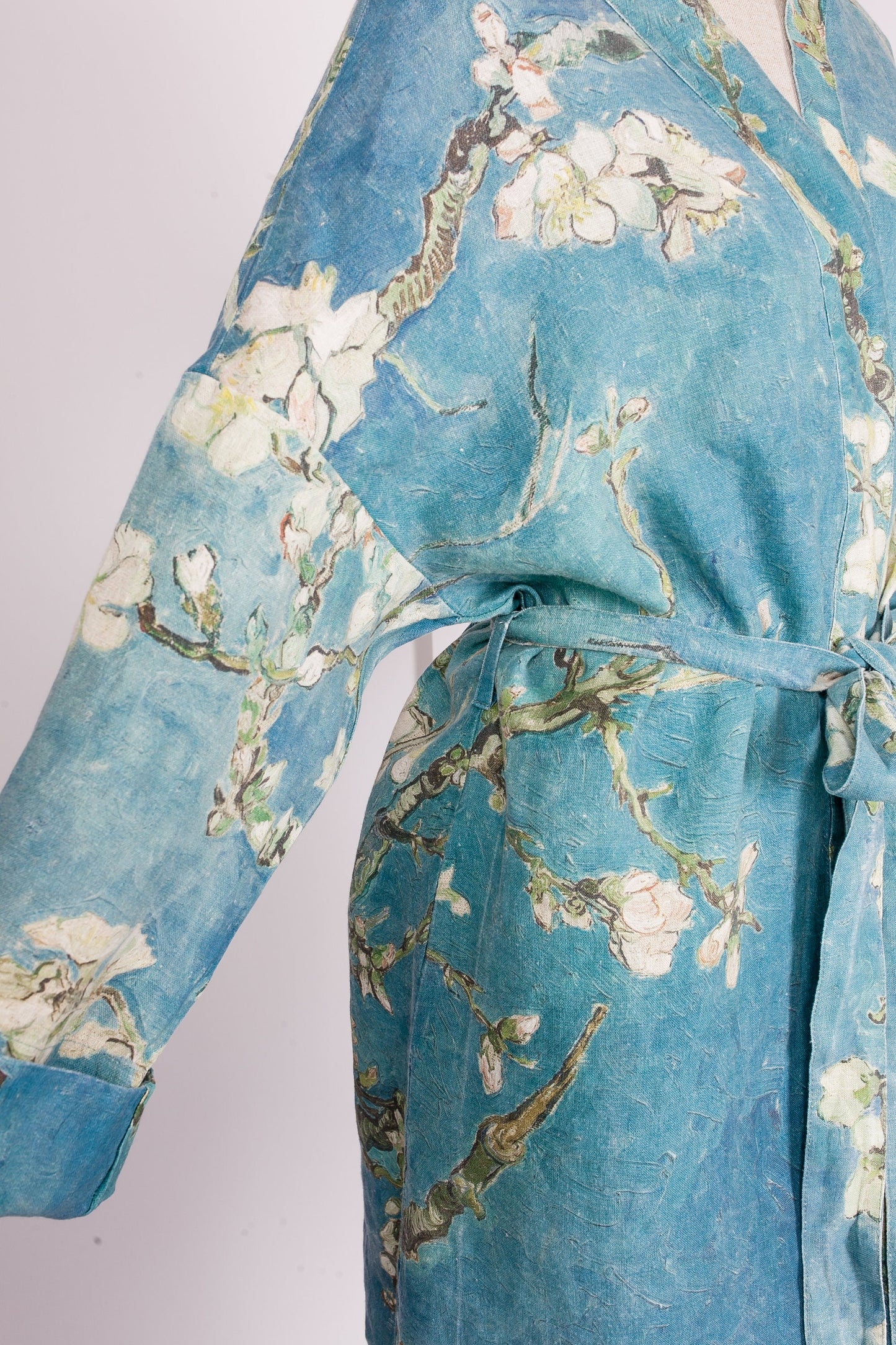 Women bathrobe, Van Gogh, kimono robe, kimono cardigan, bathrobe, Almond blossom, bridesmaid gift, linen, Linen bathrobe, 100% linen