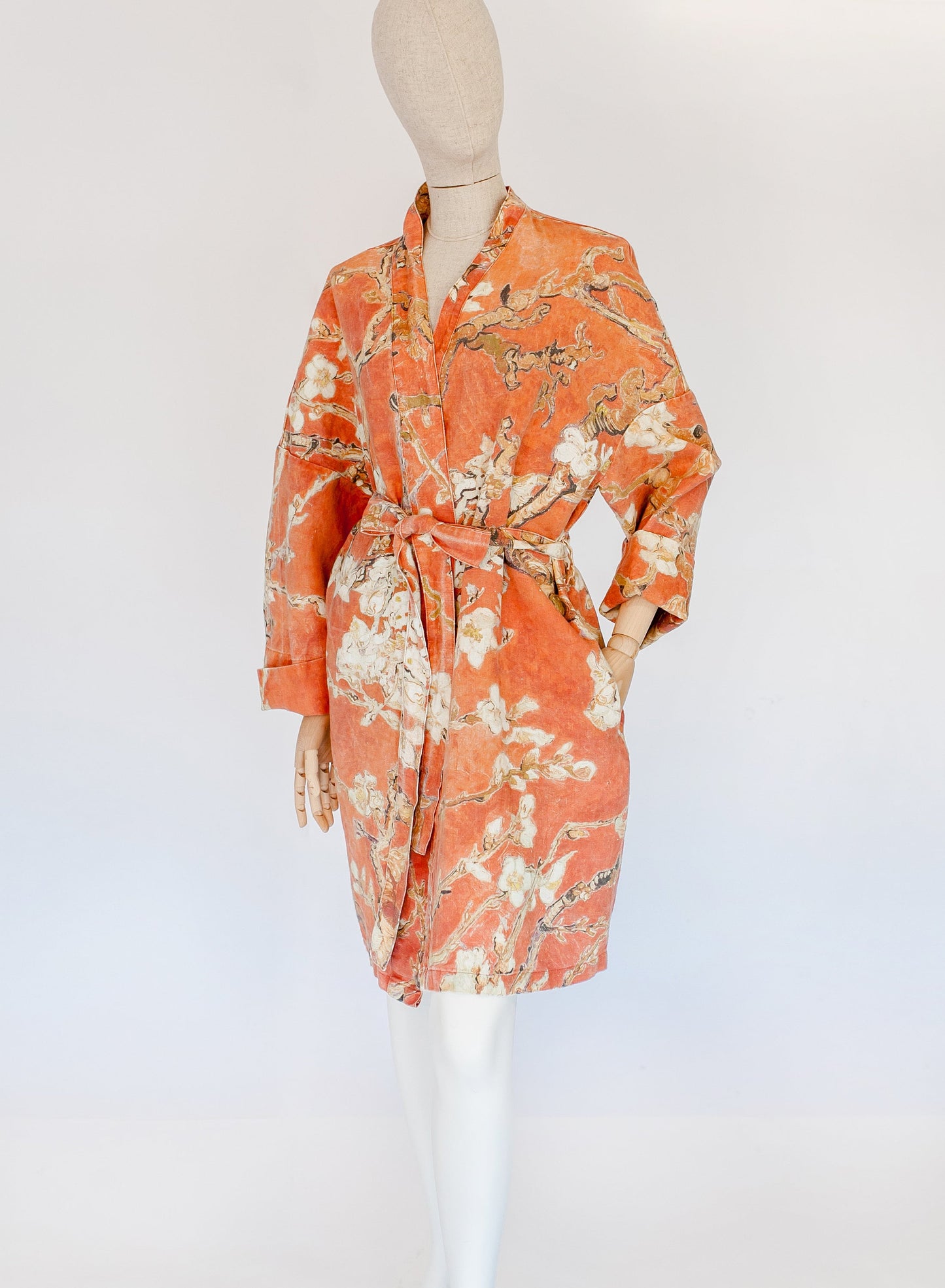 Kimono robe, Vincent van Gogh, kimono cardigan, bathrobe, Almond blossom, 100% linen, bridesmaid gift, Linen robe, linen, Linen bathrobe