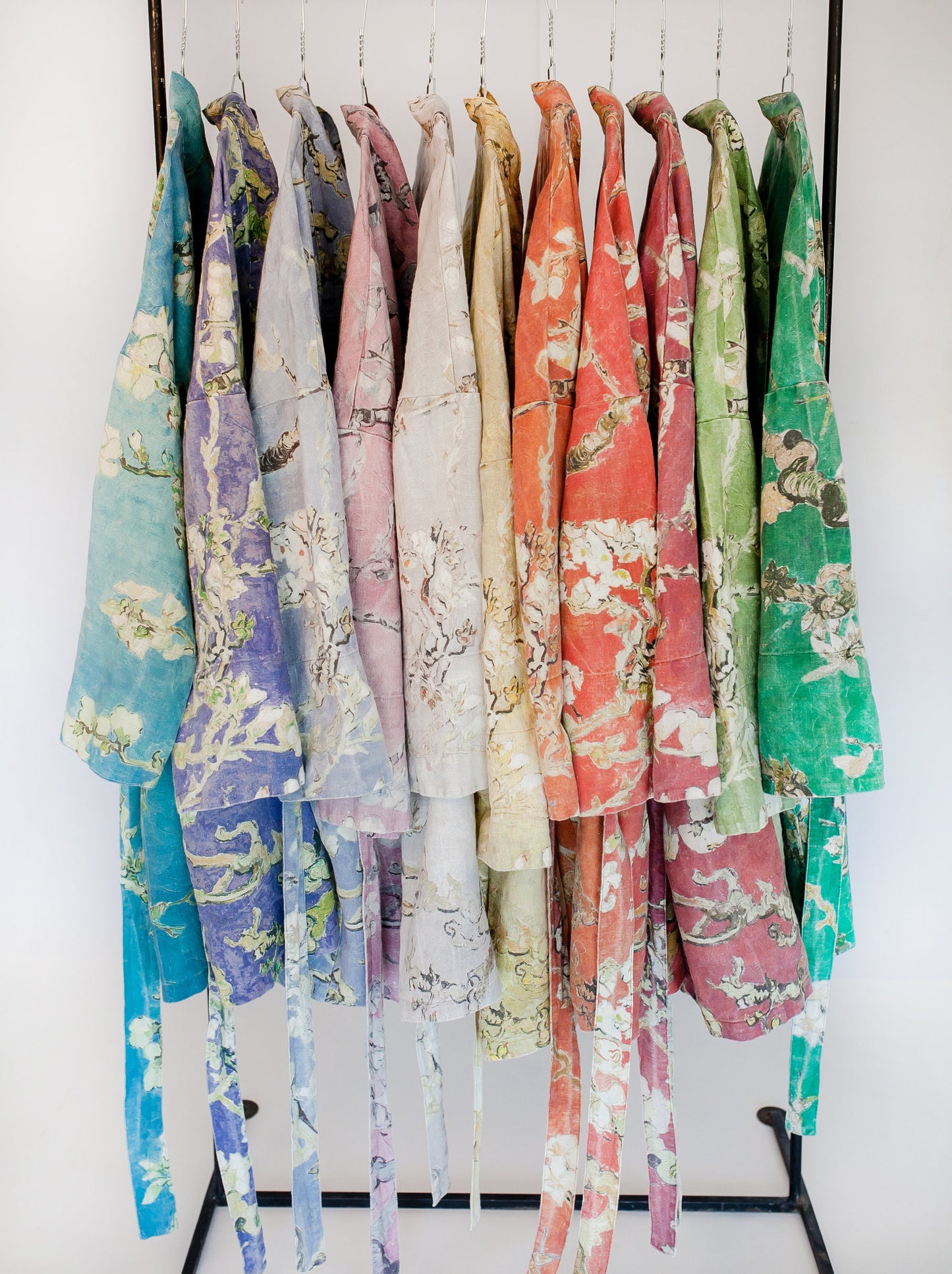 Kimono robe, Vincent van Gogh, kimono cardigan, bathrobe, Almond blossom, 100% linen, bridesmaid gift, Linen robe, linen, Linen bathrobe