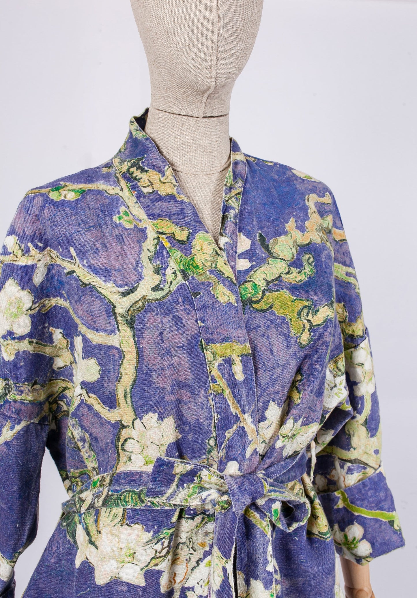 Kimono robe, Vincent van Gogh, kimono cardigan, bathrobe, Almond blossom, 100% linen, bridesmaid gift, Linen robe, linen, Linen bathrobe