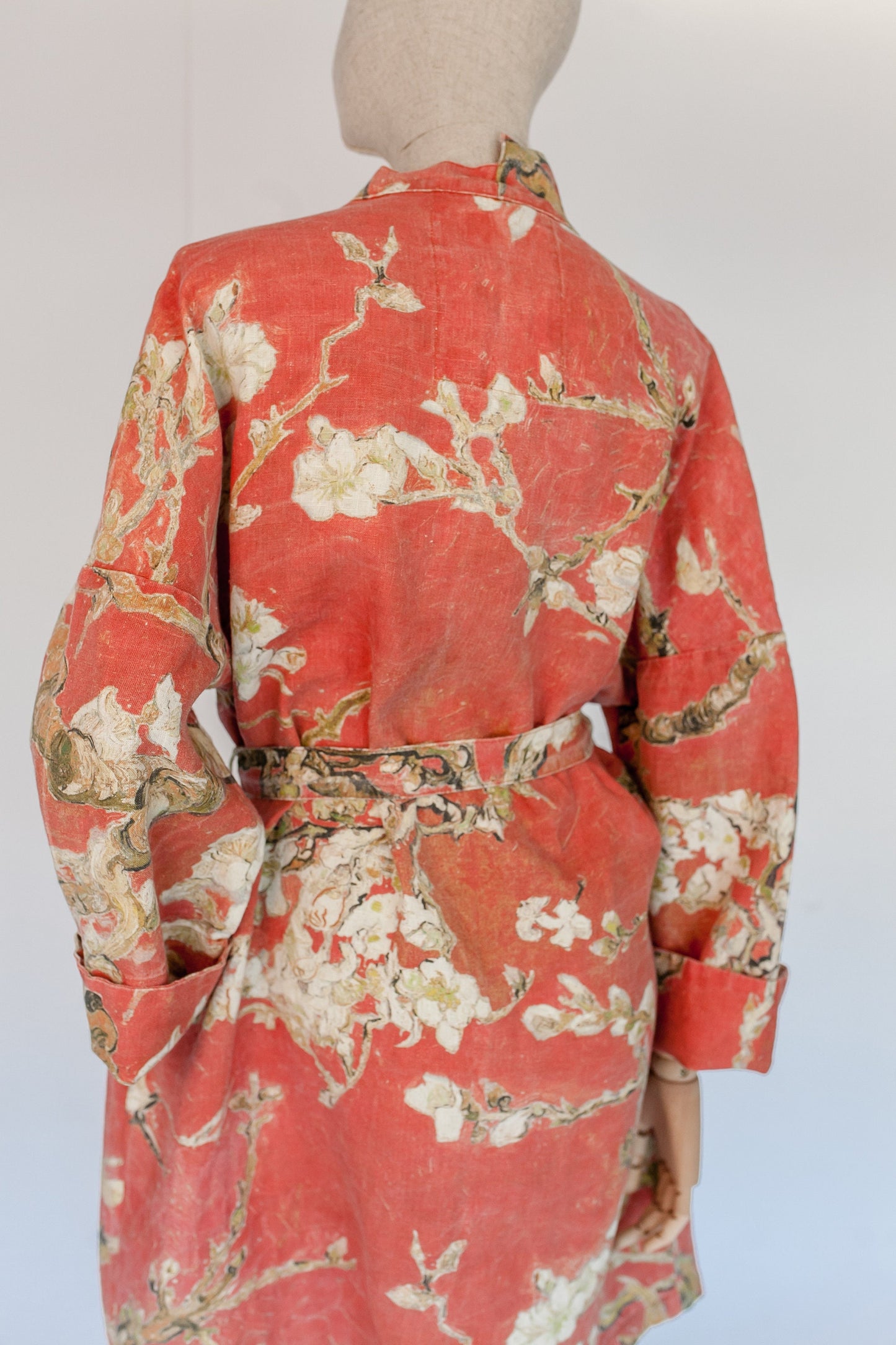 Kimono robe, Vincent van Gogh, kimono cardigan, bathrobe, Almond blossom, 100% linen, bridesmaid gift, Linen robe, linen, Linen bathrobe