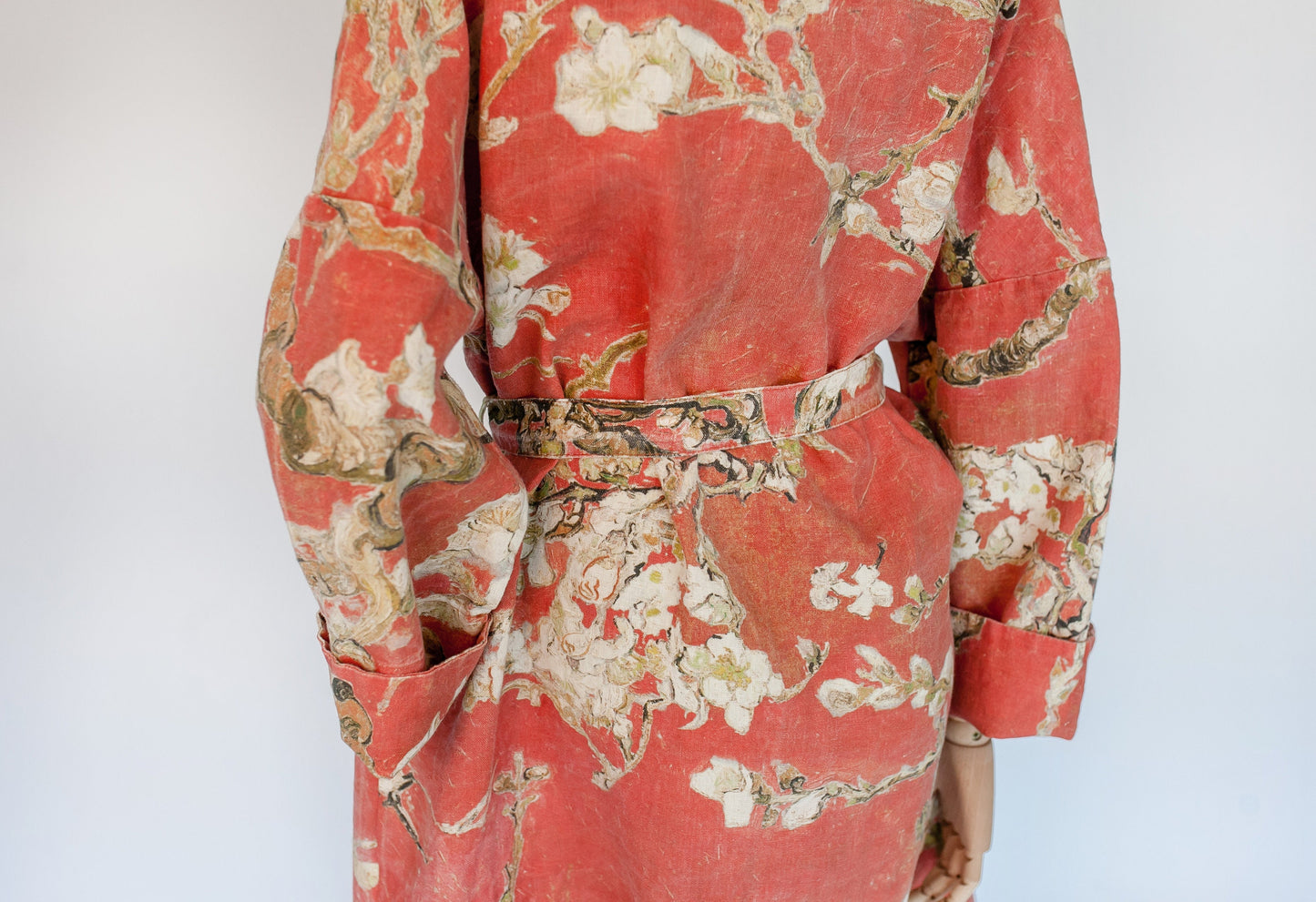Kimono robe, Vincent van Gogh, kimono cardigan, bathrobe, Almond blossom, 100% linen, bridesmaid gift, Linen robe, linen, Linen bathrobe