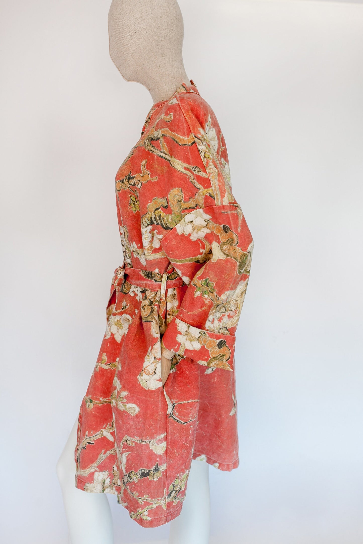 Kimono robe, Vincent van Gogh, kimono cardigan, bathrobe, Almond blossom, 100% linen, bridesmaid gift, Linen robe, linen, Linen bathrobe