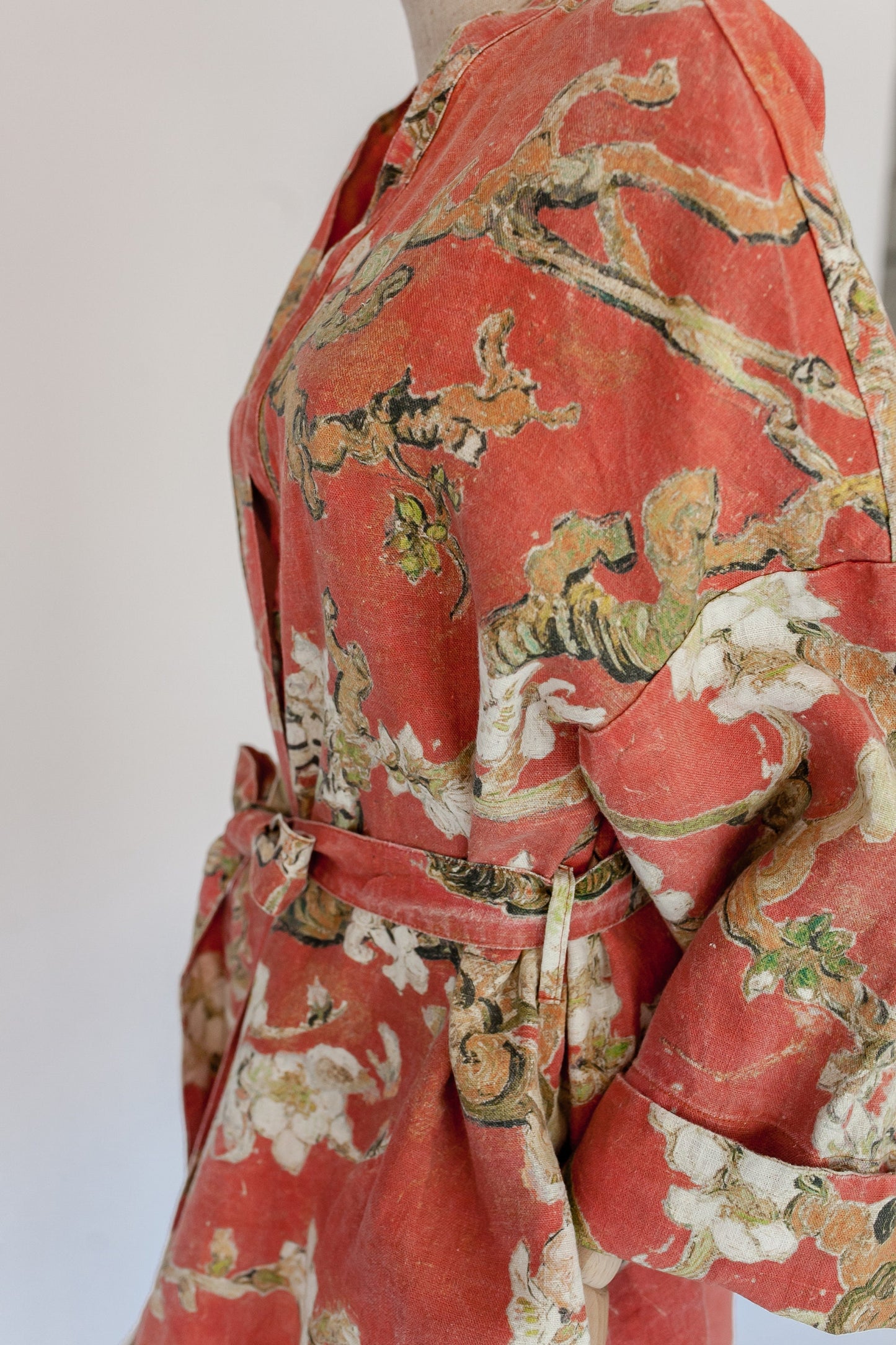 Kimono robe, Vincent van Gogh, kimono cardigan, bathrobe, Almond blossom, 100% linen, bridesmaid gift, Linen robe, linen, Linen bathrobe