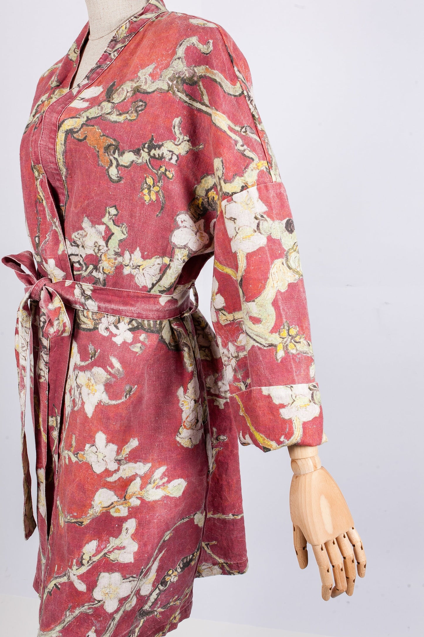 Kimono robe, Vincent van Gogh, kimono cardigan, bathrobe, Almond blossom, 100% linen, bridesmaid gift, Linen robe, linen, Linen bathrobe