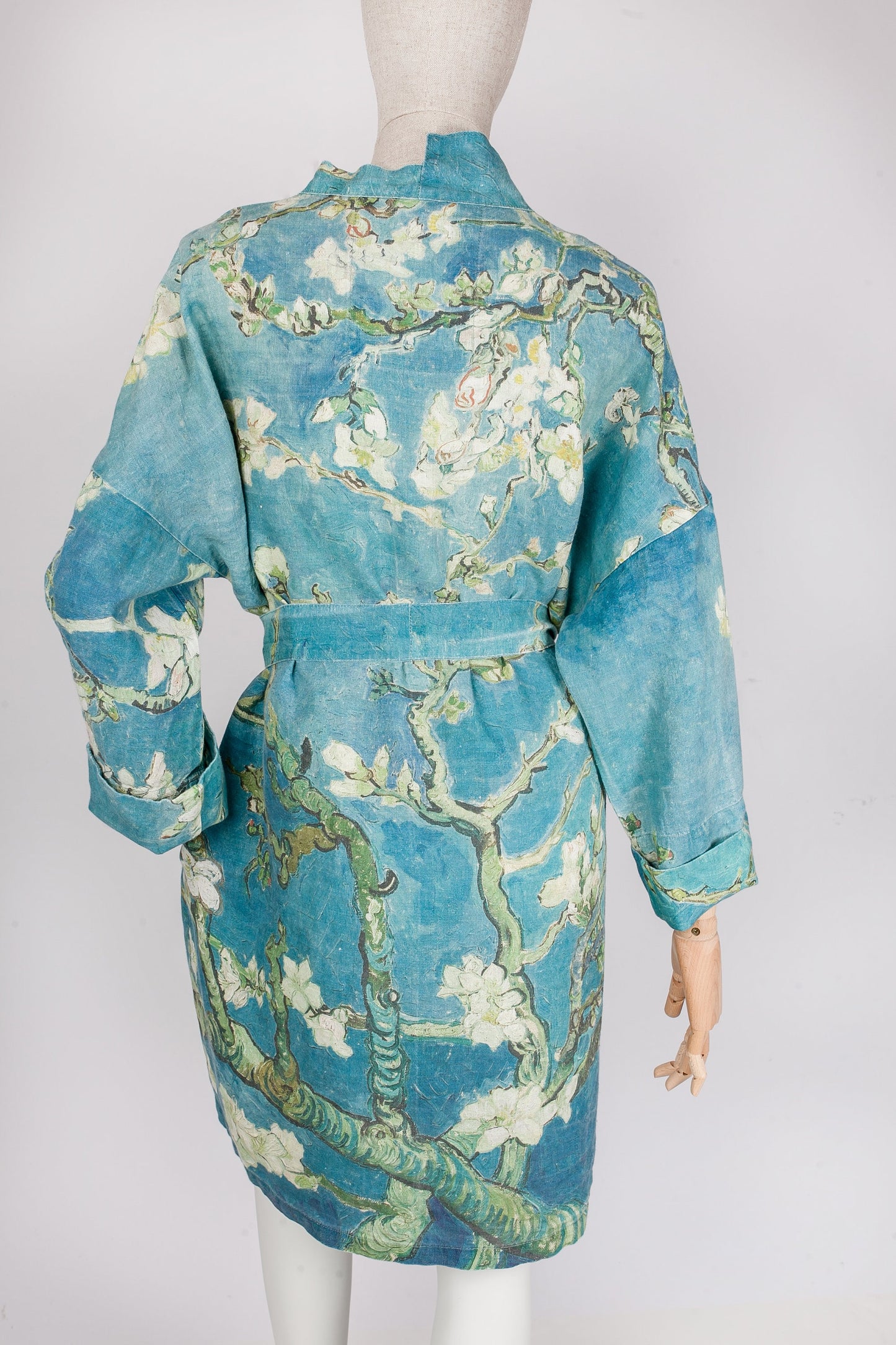 Women bathrobe, Van Gogh, kimono robe, kimono cardigan, bathrobe, Almond blossom, bridesmaid gift, linen, Linen bathrobe, 100% linen