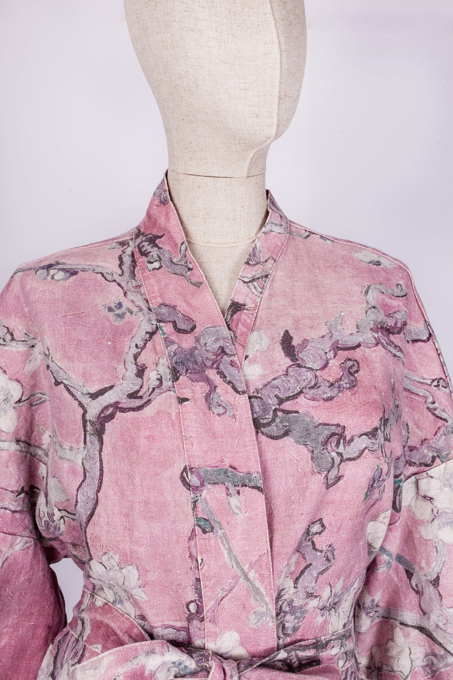 Van Gogh, kimono robe, kimono cardigan, bathrobe, Almond blossom, bridesmaid gift, Linen robe, linen, Linen bathrobe, organic, gift for her