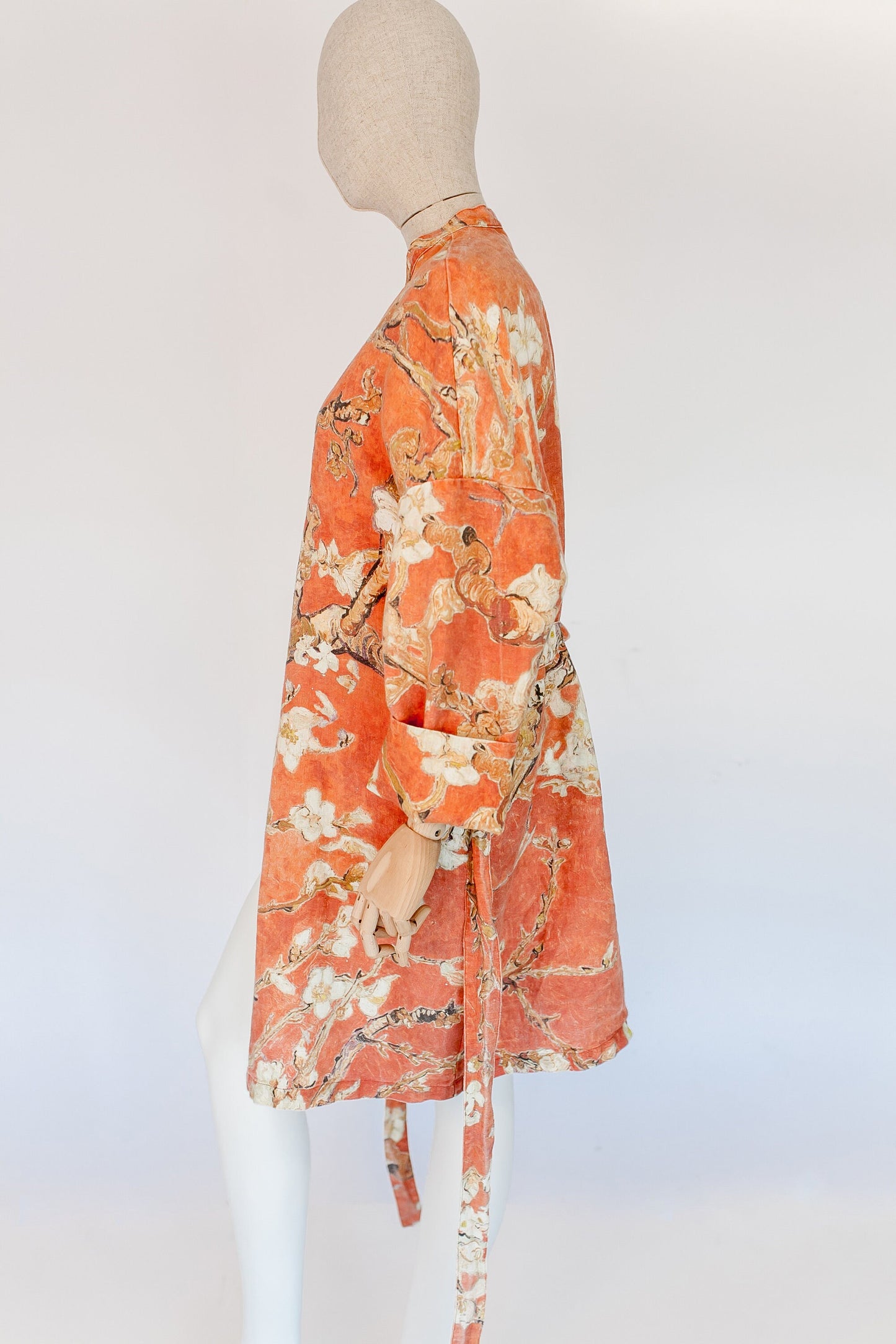 Kimono robe, Vincent van Gogh, kimono cardigan, bathrobe, Almond blossom, 100% linen, bridesmaid gift, Linen robe, linen, Linen bathrobe