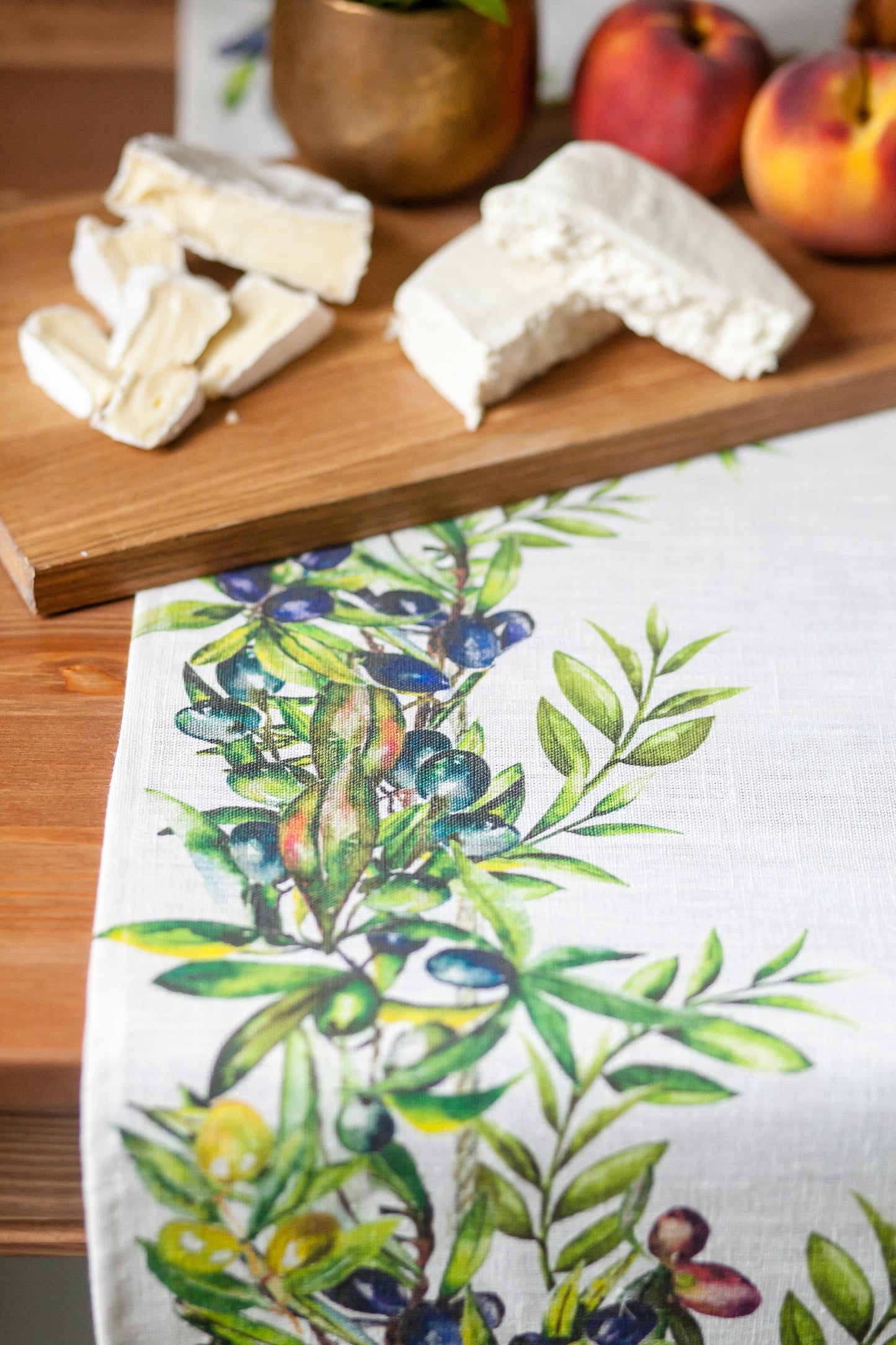 Table runner, olives, housewarming gift, easter table runner, housewarming, farmhouse runner, table decor, linen, table cloth, hand made