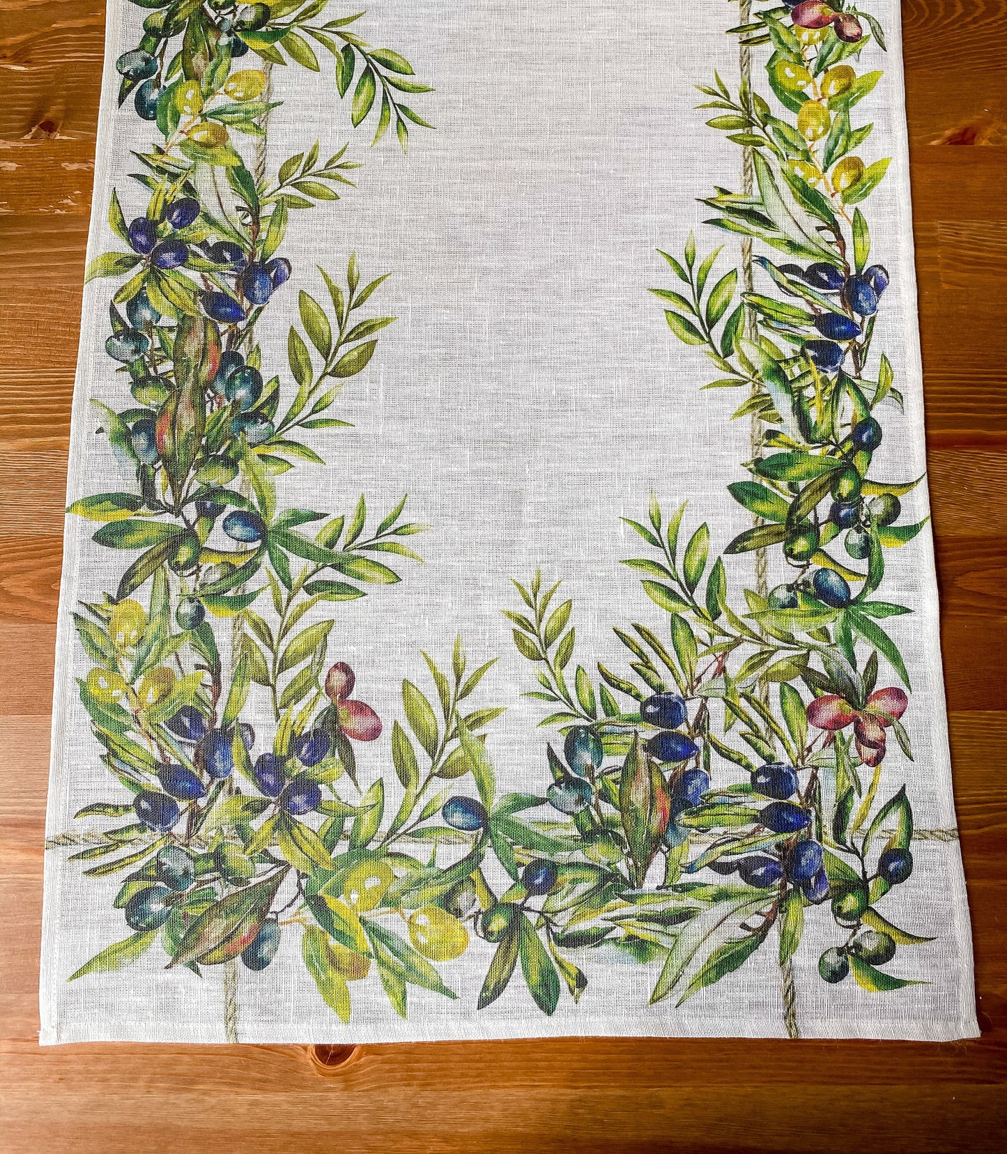 Table runner, olives, housewarming gift, easter table runner, housewarming, farmhouse runner, table decor, linen, table cloth, hand made