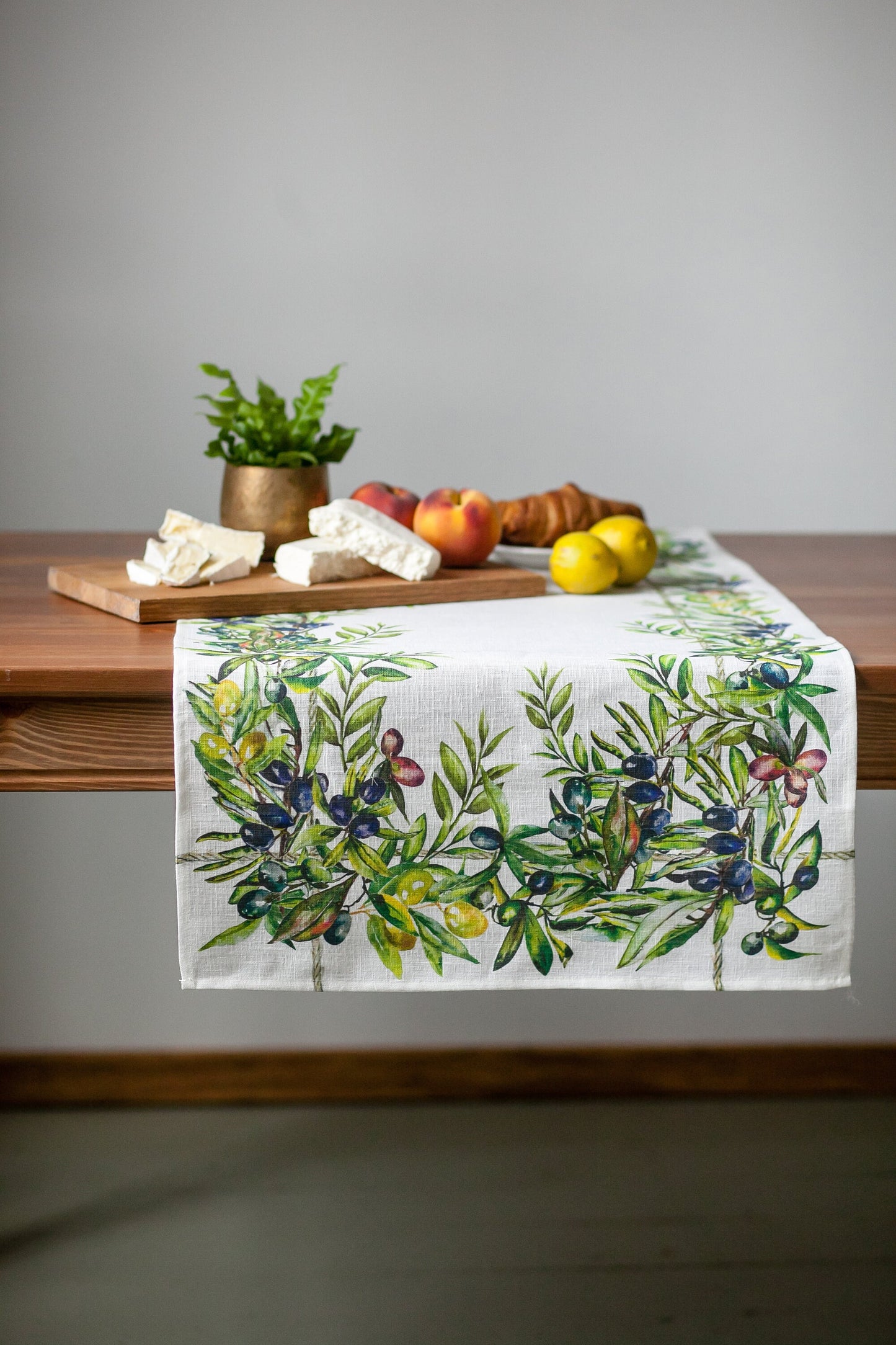 Table runner, olives, housewarming gift, easter table runner, housewarming, farmhouse runner, table decor, linen, table cloth, hand made