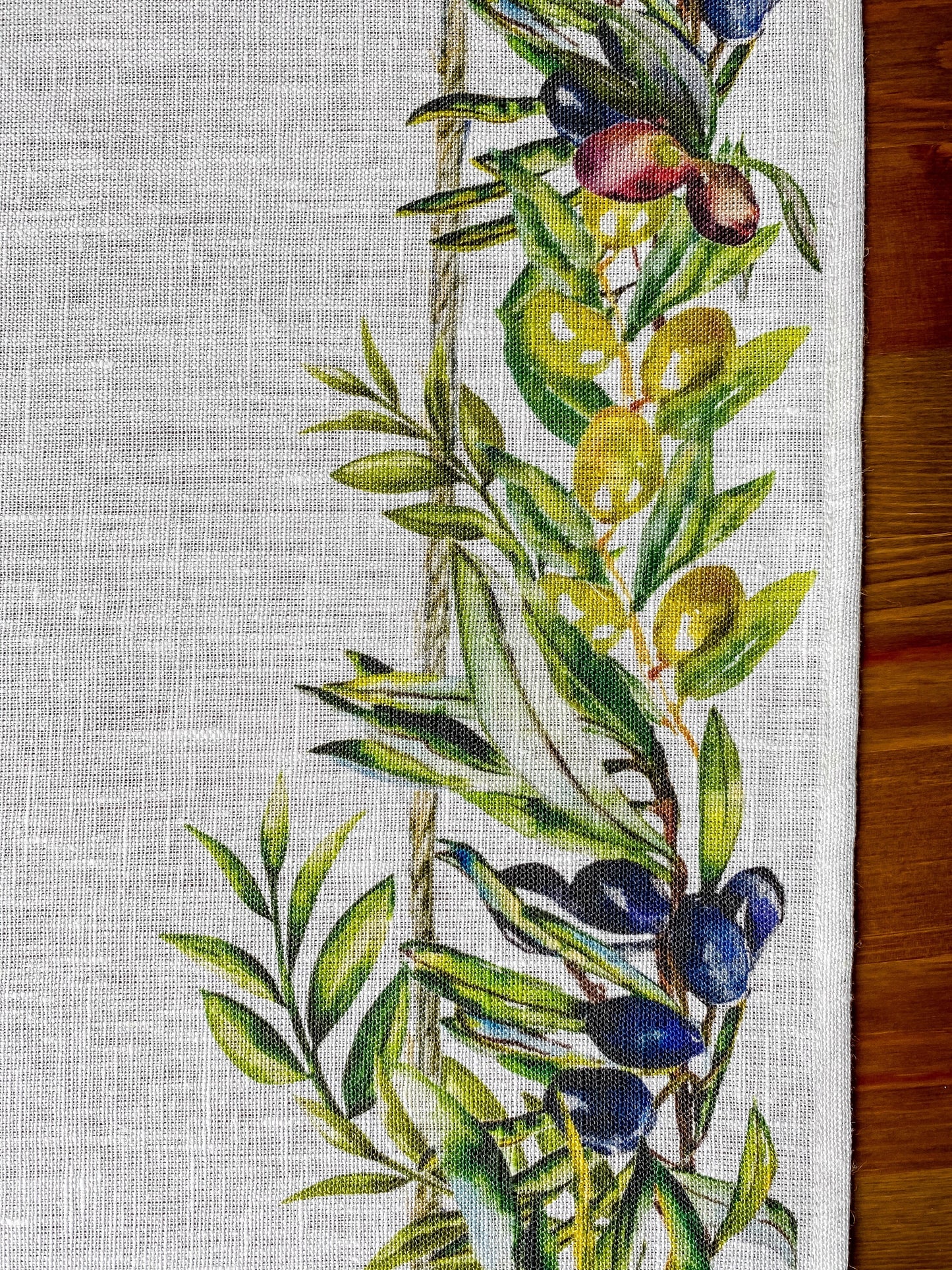 Table runner, olives, housewarming gift, easter table runner, housewarming, farmhouse runner, table decor, linen, table cloth, hand made