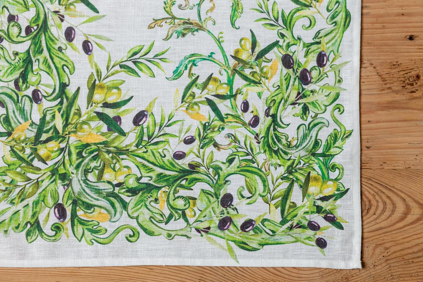 Table runner, olives, housewarming gift, easter table runner, housewarming, farmhouse runner, table decor, linen, table cloth, hand made