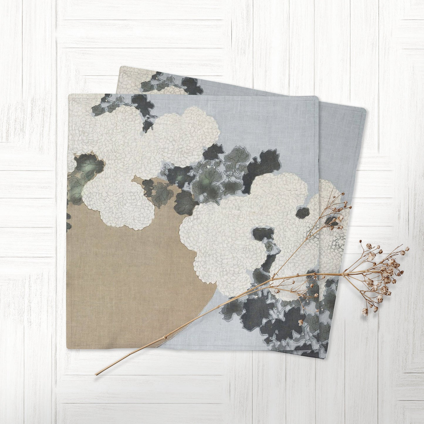 Napkins set, Kamisaka Sekka, Spring Blossom, linen napkins, fabric napkins, Japan art print, 100% linen, wabi sabi