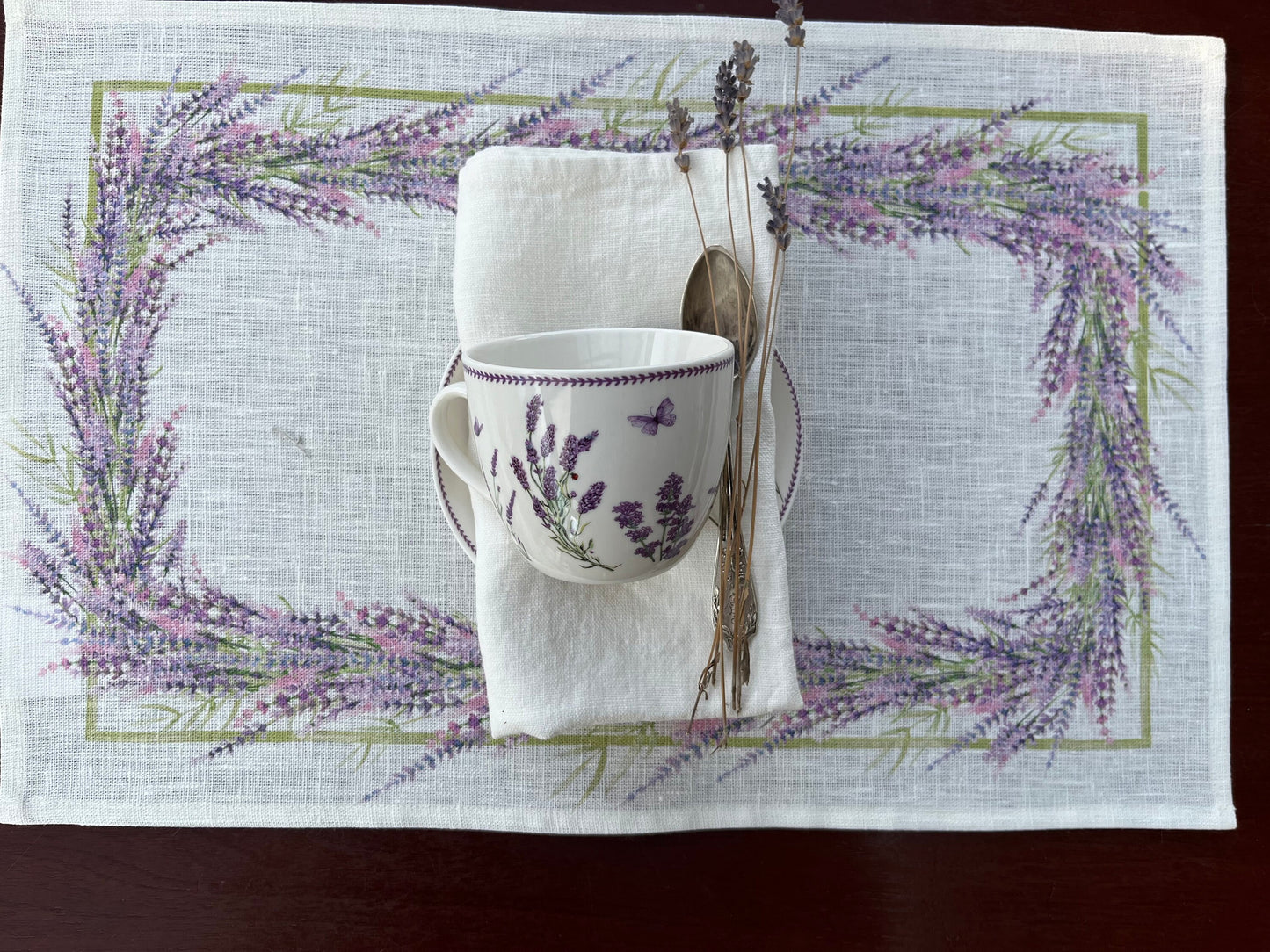 Lavenders, placemats, cloth napkins, linen, lunch Placemats, vintage placemats, housewarming gift, thanksgiving table, lavender, boho decor