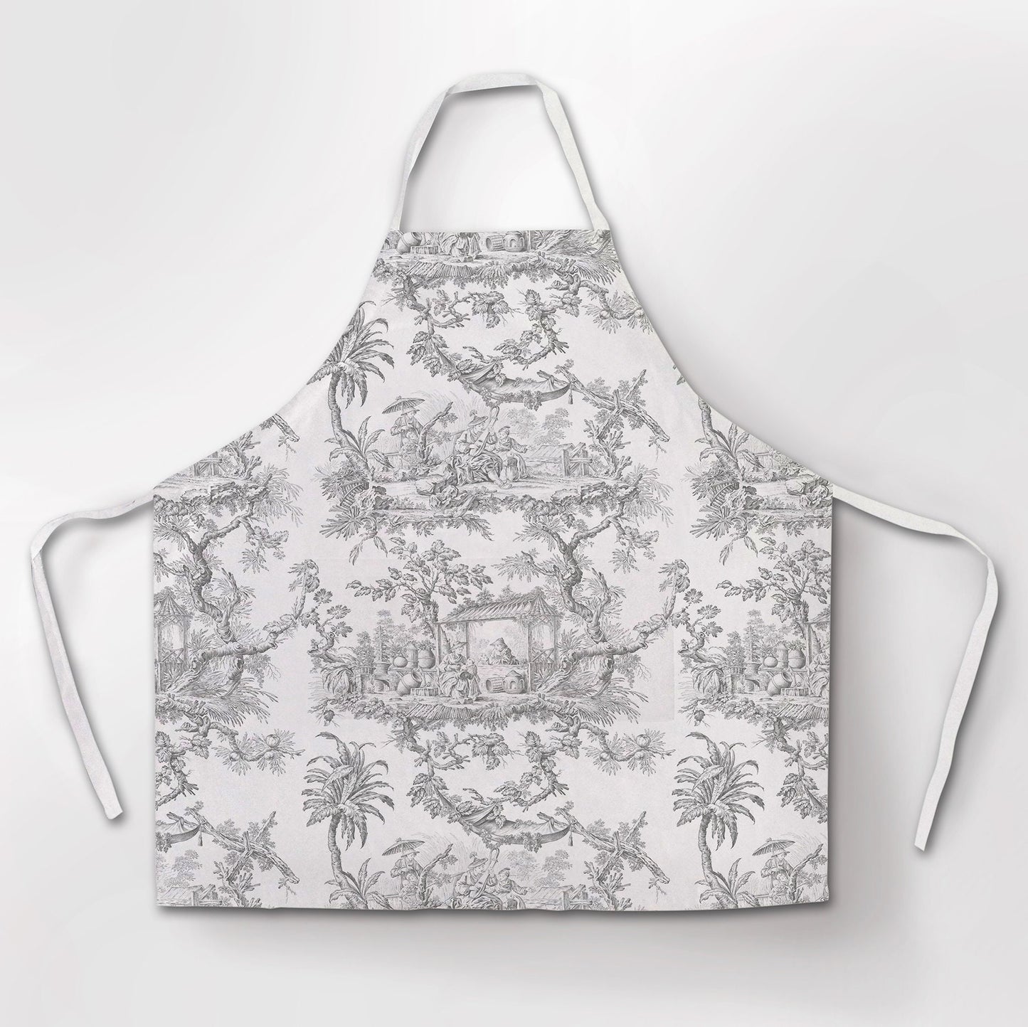 Linen apron, Toile de Jouy, apron with pocket, Cross back apron, 100% linen, women apron, linen apron wholesale, Toile de Jouy apron