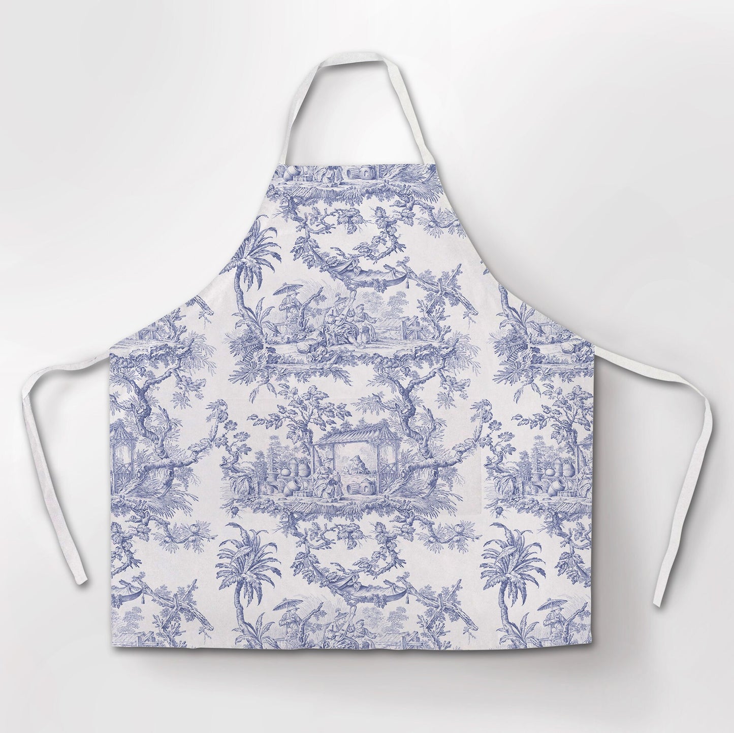 Linen apron, Toile de Jouy, apron with pocket, Cross back apron, 100% linen, women apron, linen apron wholesale, Toile de Jouy apron