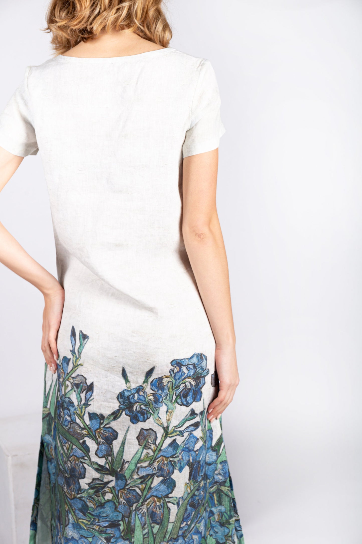 Vincent van Gogh, Linen dress, Irises, dress, 100% linen, Summer dress, dress with pockets, plus size dress, asymmetrical side dress