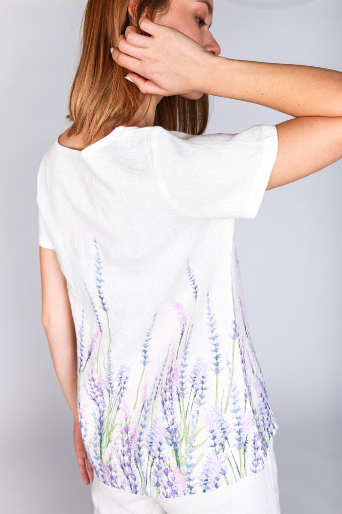 Linen top, lavender, summer shirt, linen shirt short sleeves, natural Linen shirt, summer clothes, linen blouse, women shirt
