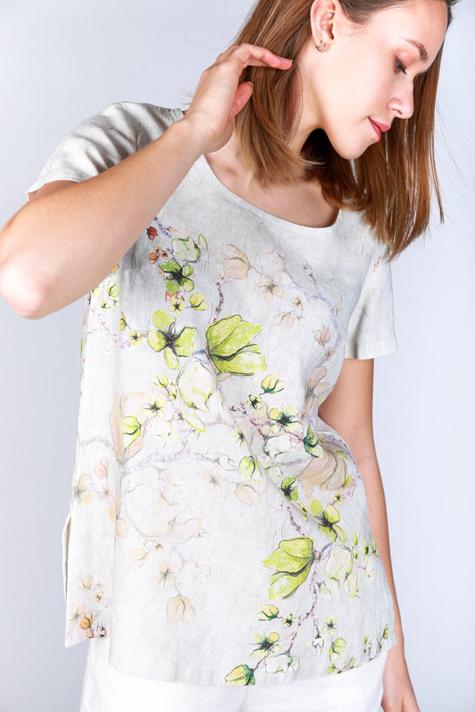 Summer blouse, womens top, 100% linen, plus size blouse, tank top, short sleeves blouse by LINENISLOVE