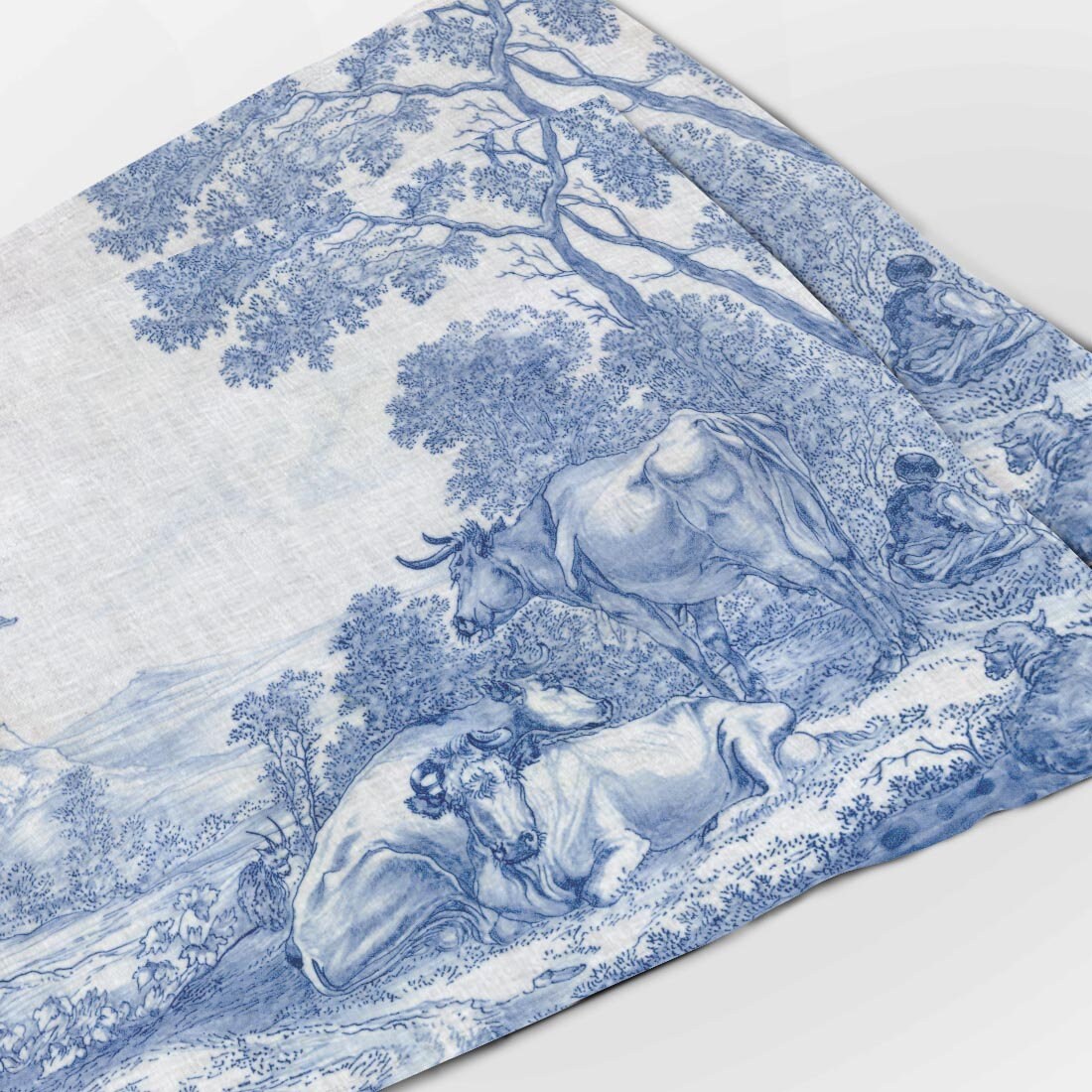 Placemats set, Plaque with Elijah Fed by Ravens, anonymous, 1658, fabric placemats, toile placemats