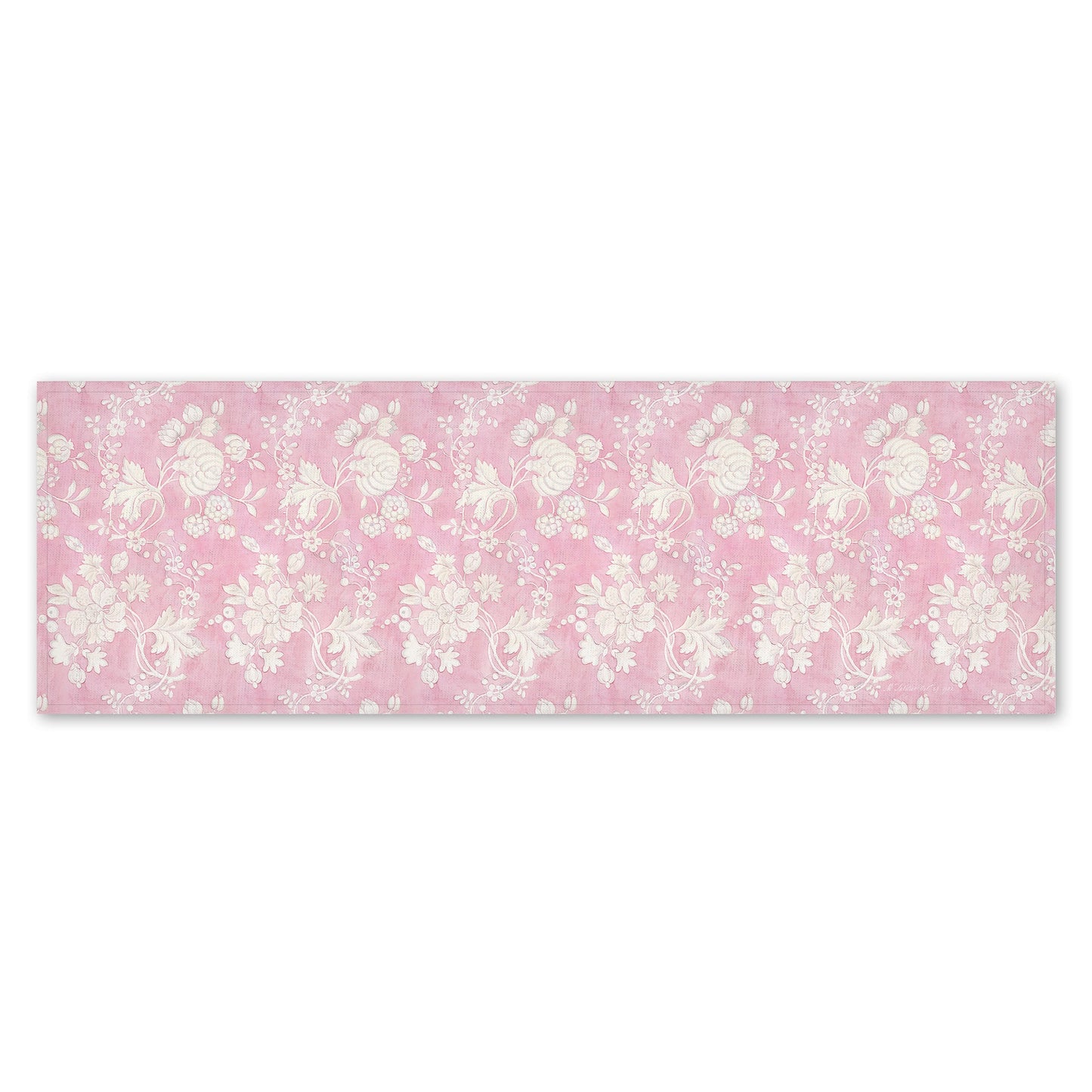 Table runner, Anna Maria Garthwaite, Spitalfields, 1752 - 1753, linen table top, pink toile linens