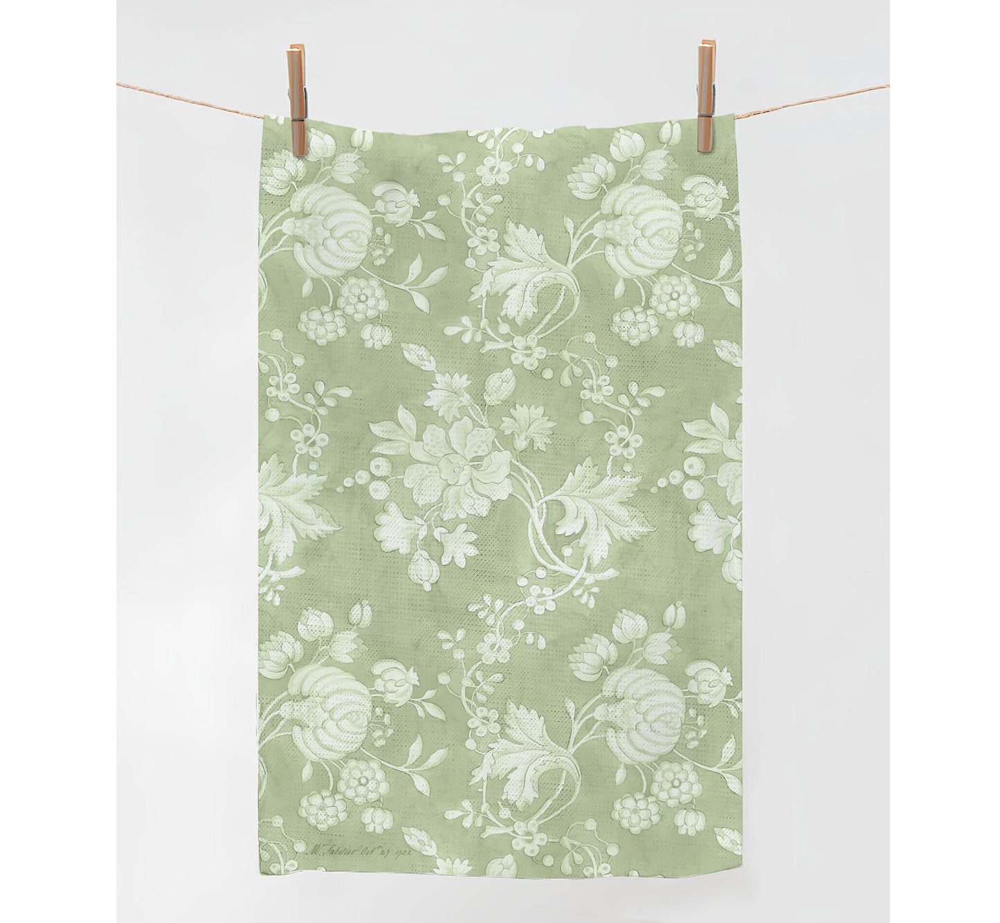 Towel, Anna Maria Garthwaite, Spitalfields, 1752 - 1753, toile green towel