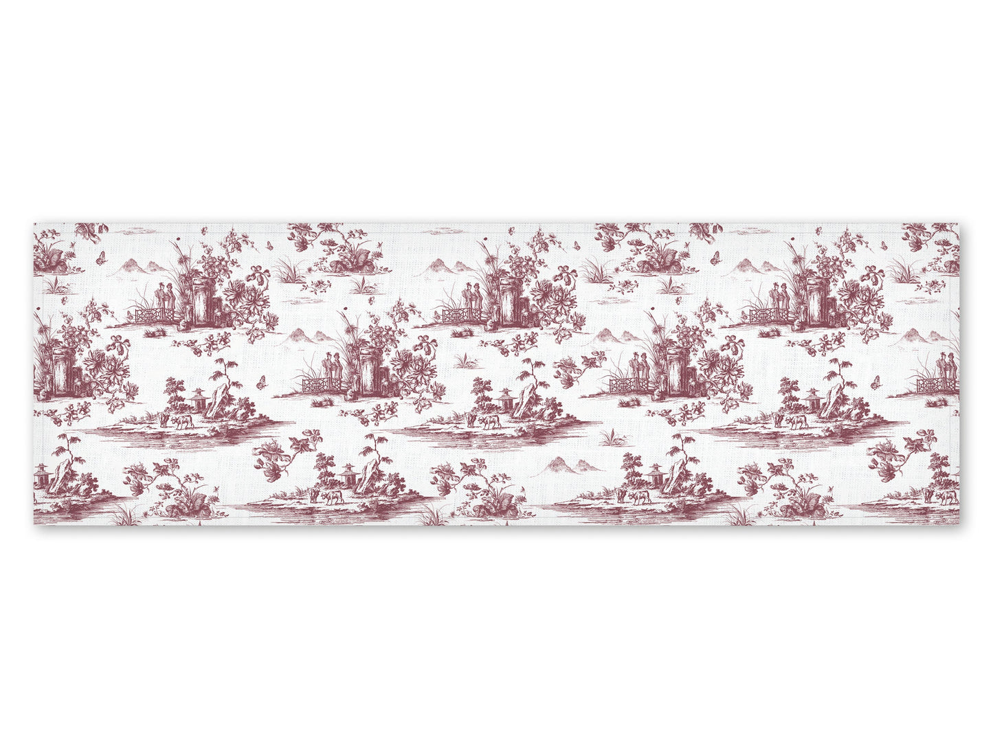 Table runner, Toile de Jouy, toile table runner, Chinoiserie, linen table runner, 100% linen, custom length