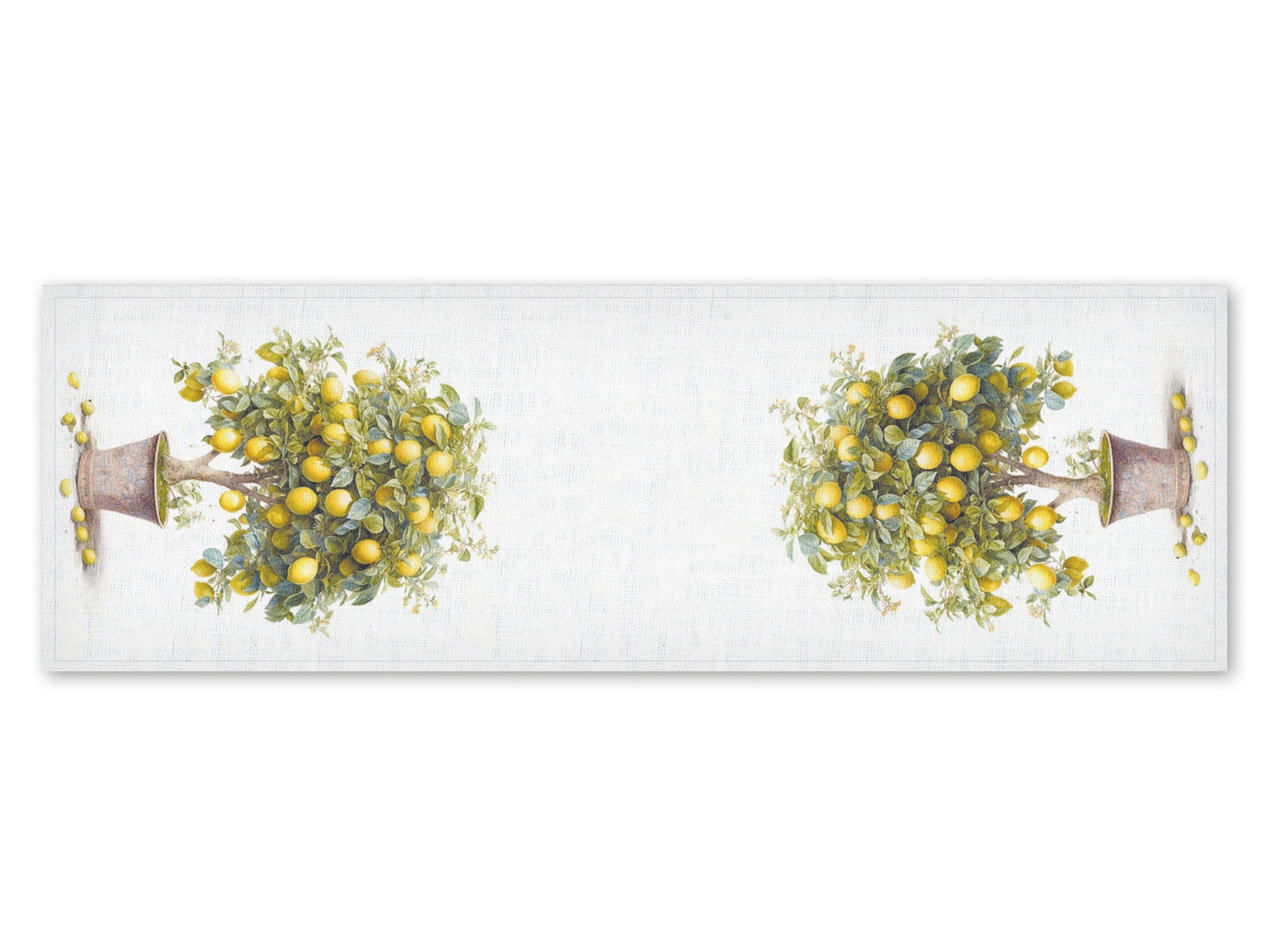 Table runner, Lemon Tree in Pot, Vintage table runner, 100% linen, linen table runner, custom length table runner,