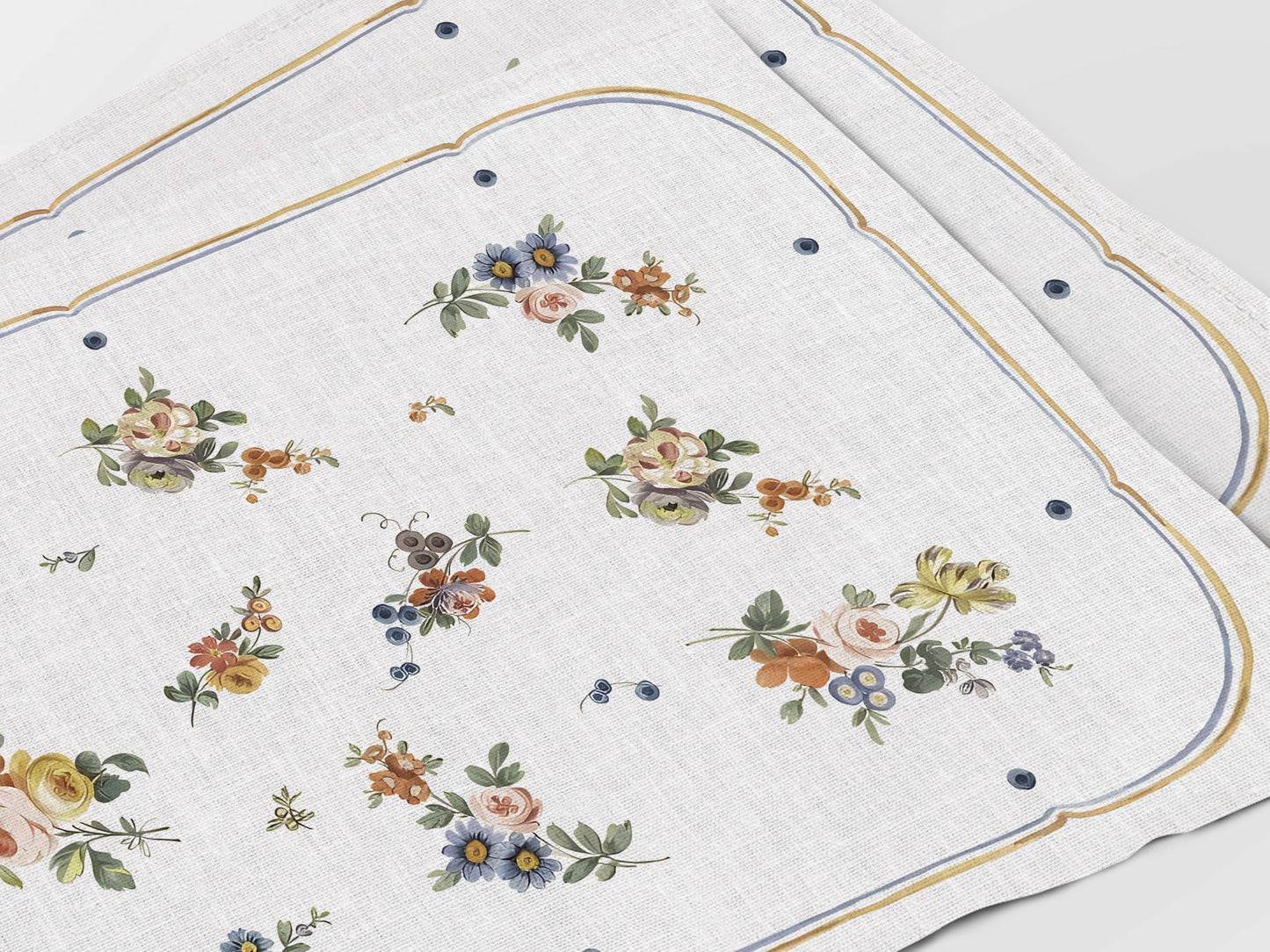 Placemats set, Jacques-François Micaud, Porcelain Salad Bowl, 1775, linen placemats, wedding gift, custom placemats, 100% linen fabric