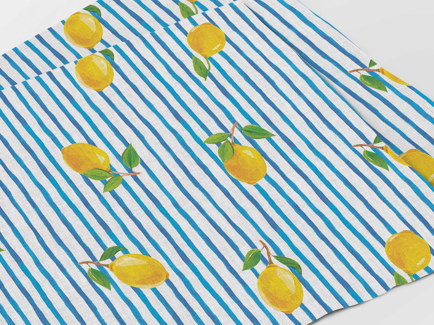 Placemats set, Fresh Summer, linen placemats, 100% linen, lemon placemats, stripes placemats