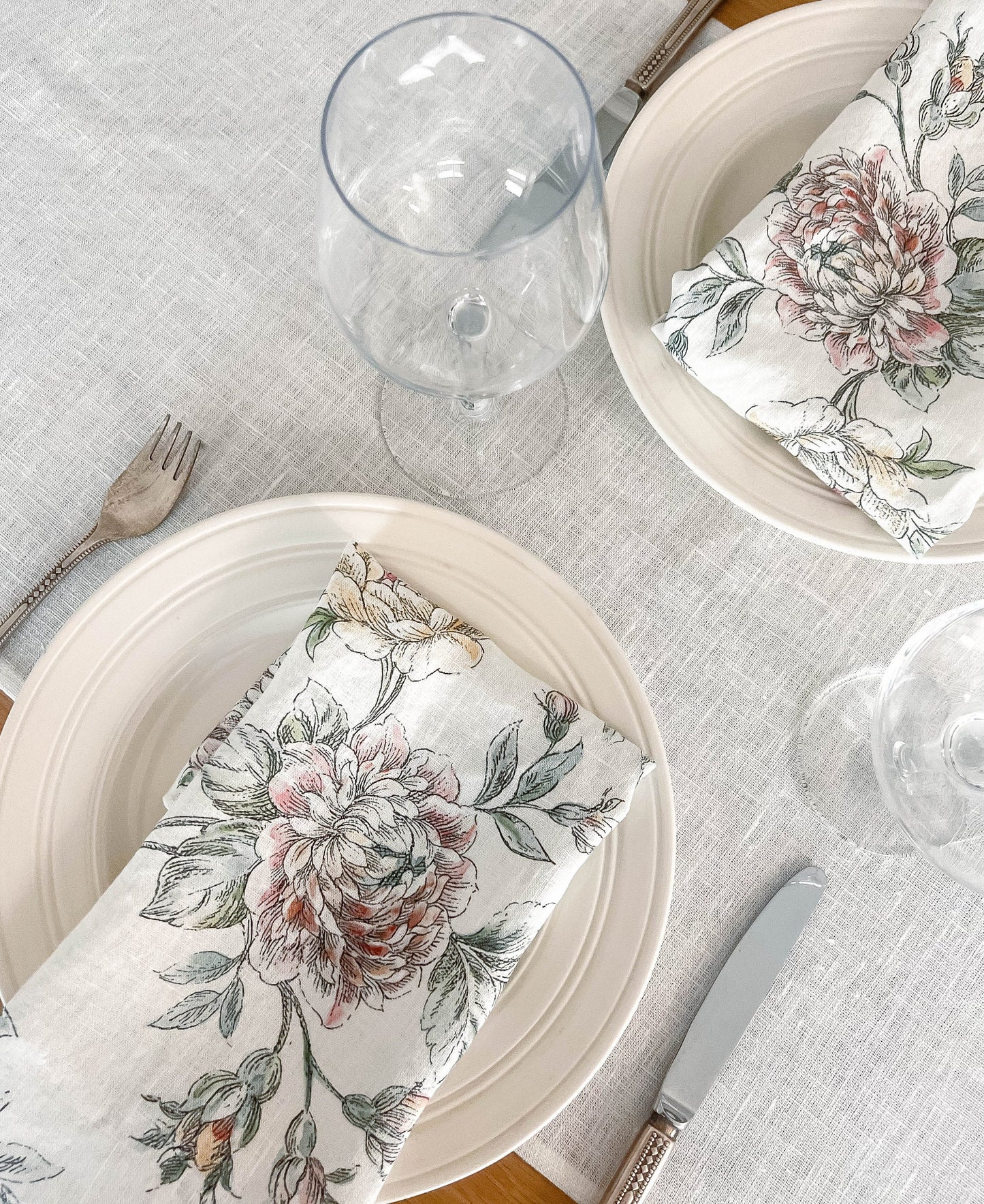 Napkins set, Blooming Peonies, 100% linen, napkins cloth, fabric napkins, napkins for wedding, custom napkins, dinner napkins