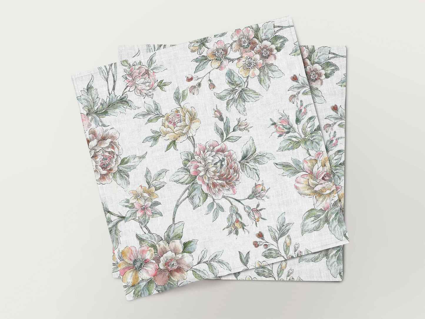Napkins set, Blooming Peonies, 100% linen, napkins cloth, fabric napkins, napkins for wedding, custom napkins, dinner napkins