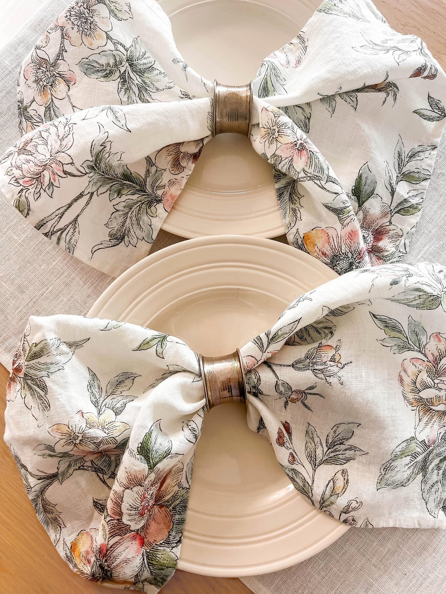 Napkins set, Blooming Peonies, 100% linen, napkins cloth, fabric napkins, napkins for wedding, custom napkins, dinner napkins