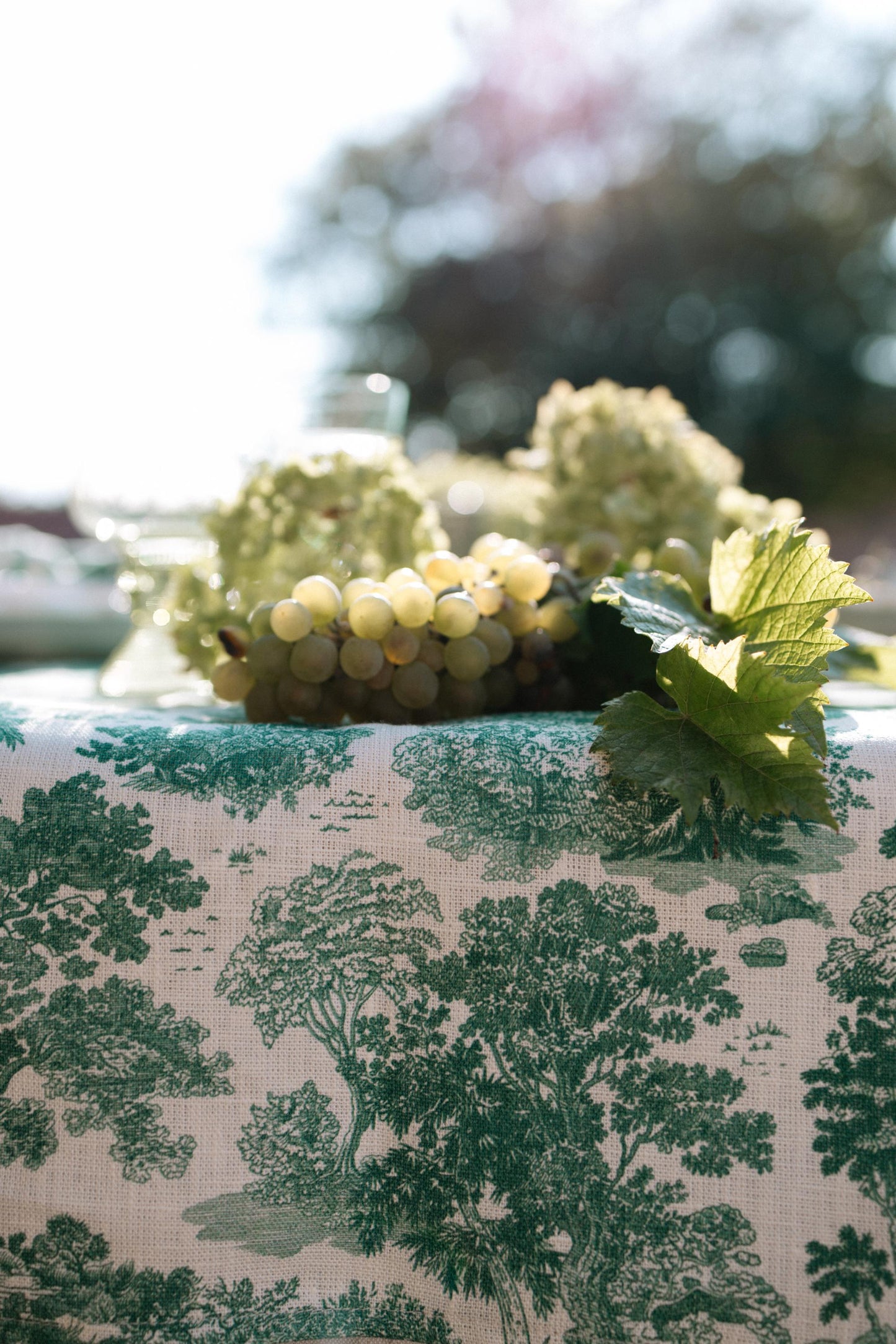 Tablecloth, Forest Serenity, toile tablecloth, Vintage pattern, 100% linen