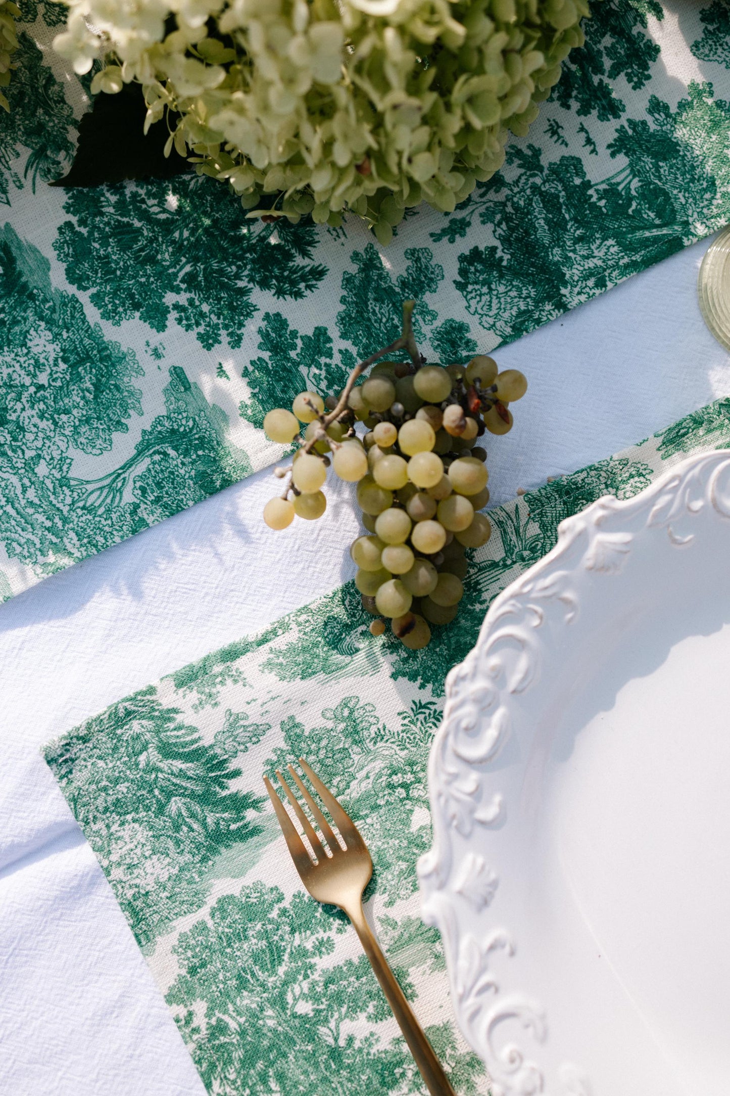 Placemats set, Forest Serenity, toile de jouy, linen placemats, linen placemats, 100% linen fabric